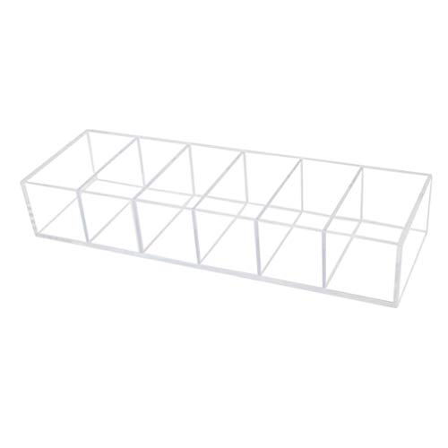 NUOBESTY Clear Acrylic Cosmetic Storage Box - 6 Grid Detachable Makeup Organizer for Dresser, Desktop, Jewelry Display | Perfect for Vanity, Bathroom & Travel Organization