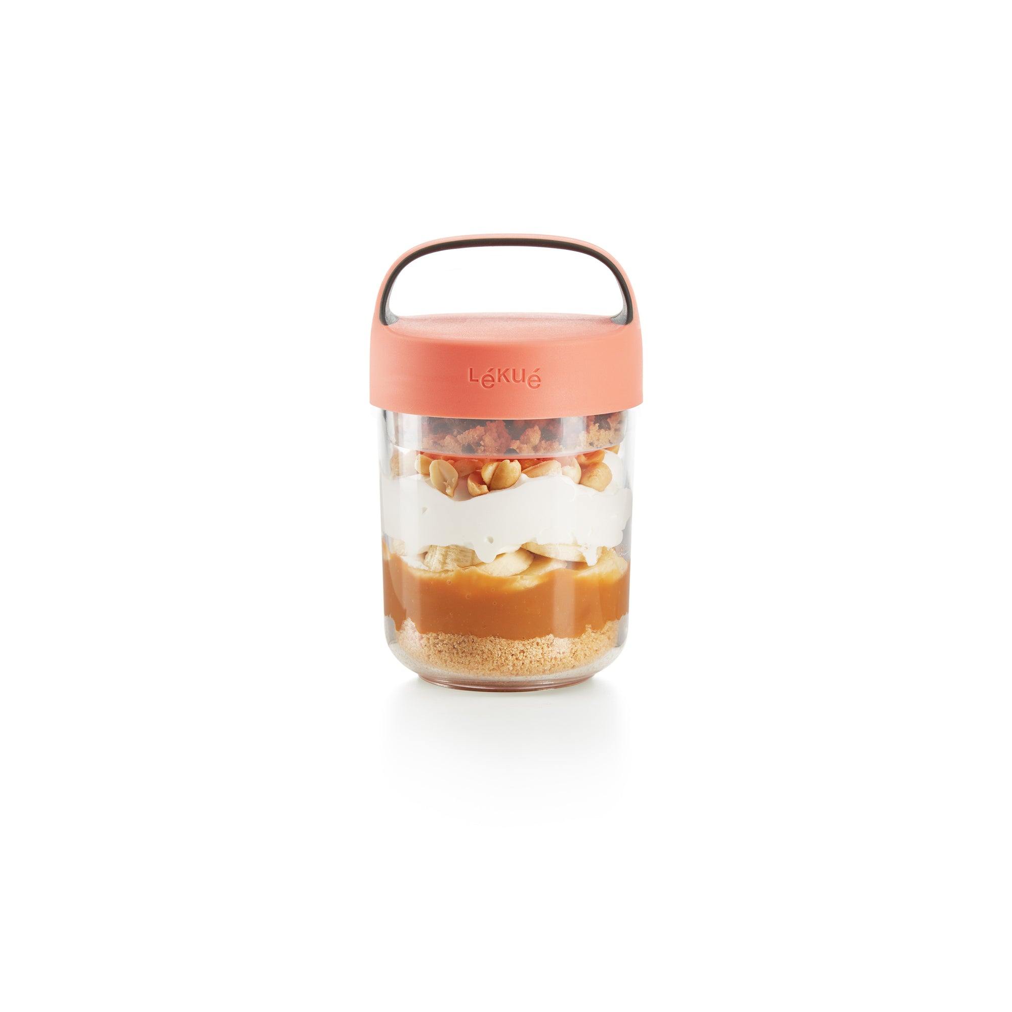 Portable 400ml Coral Glass Jar - Perfect for Food Storage, Meal Prep, and Travel Snacks
