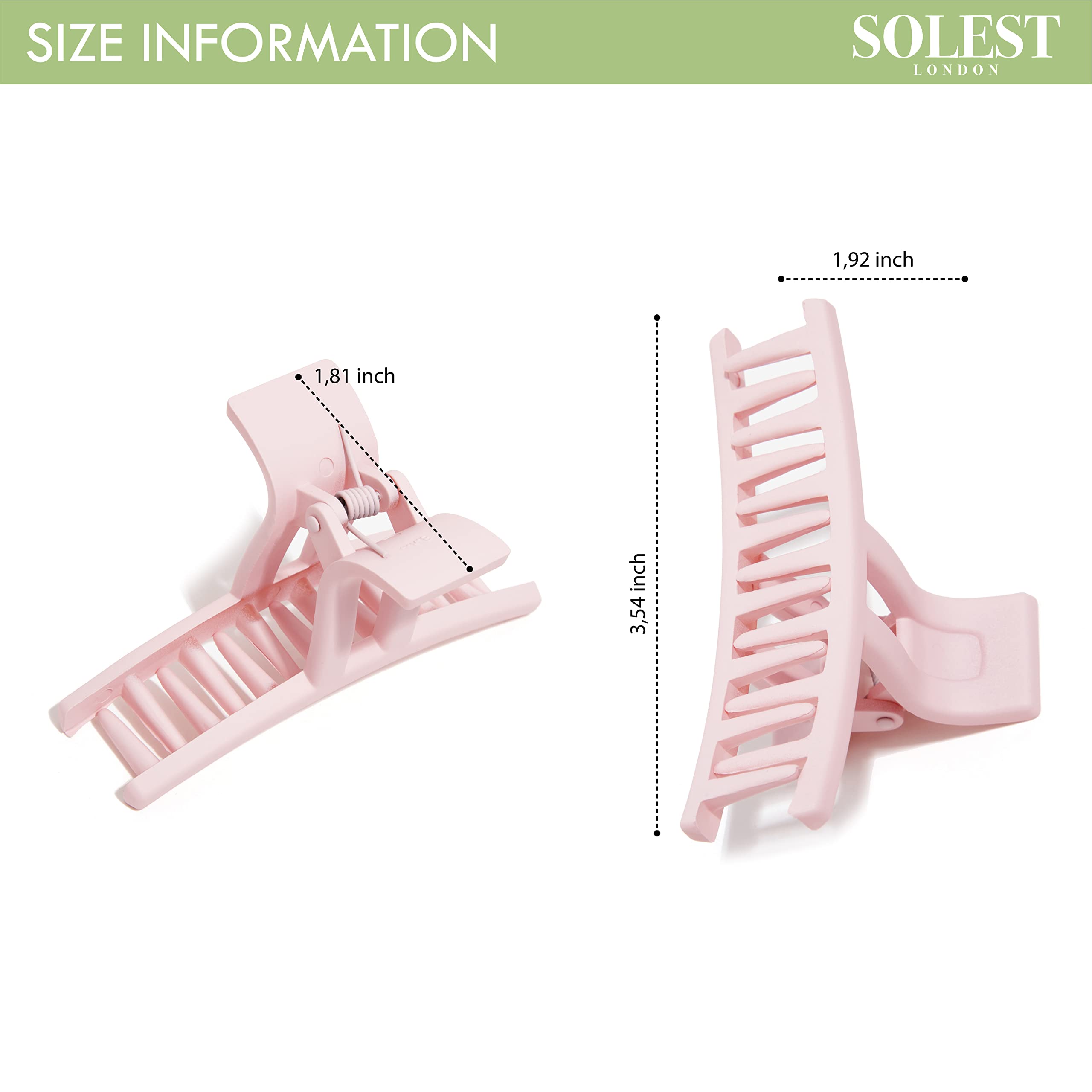 Solest London Hair Claw Clips - Pastel Matte for Women & Girls | Everyday Styling