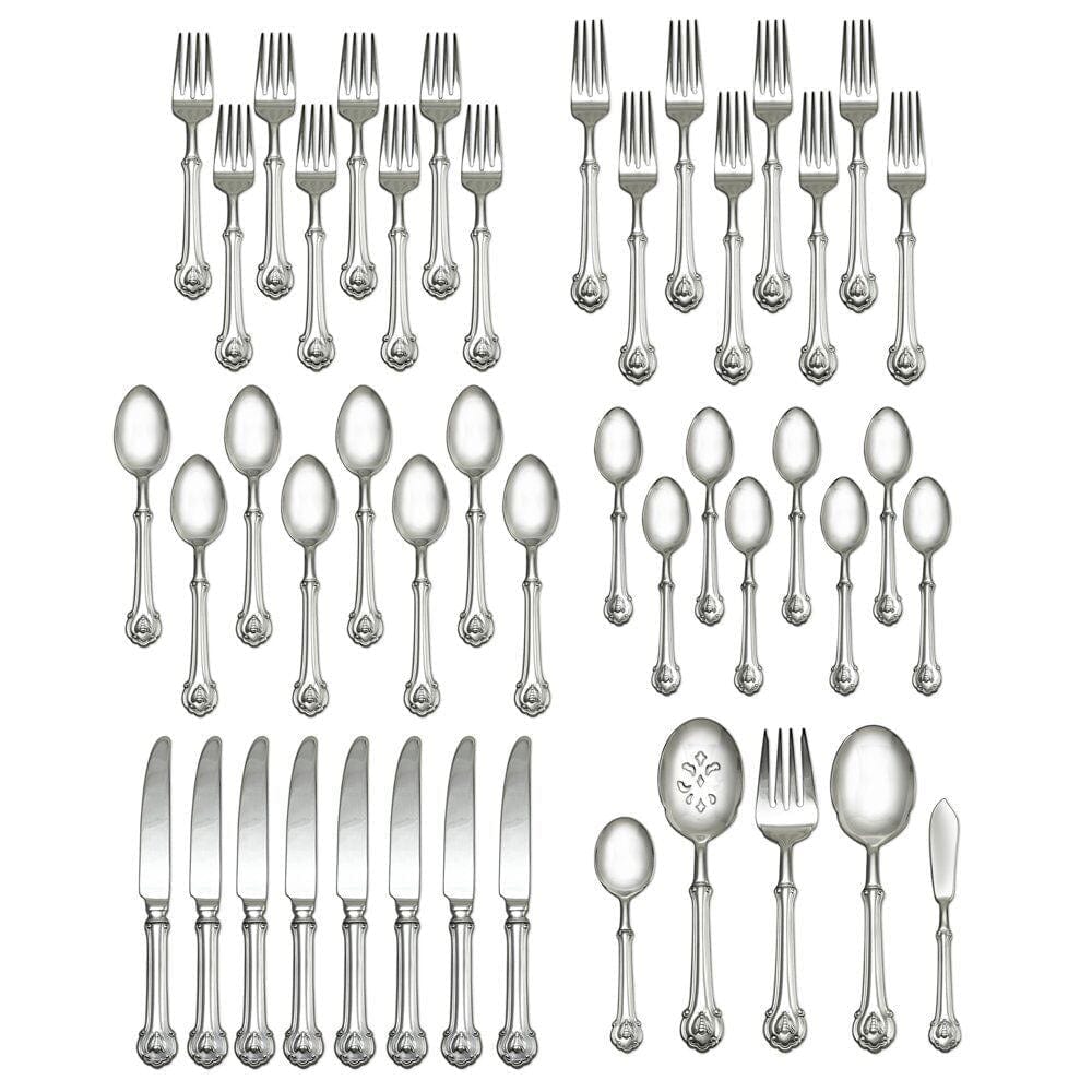 Premium Napoleon Bee 45-Piece Stainless Steel Flatware Set - Service for 8 - Elegant Dinnerware for Formal Dining, Wedding Gifts & Holiday Entertaining