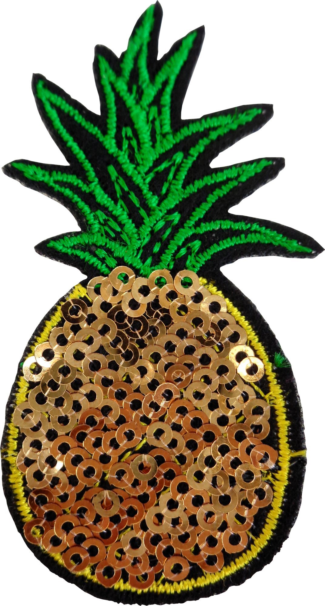 Sequined Pineapple Iron On Patch - Embroidered Applique for Sewing or Ironing - Perfect for DIY Clothing, Bags, and Accessories