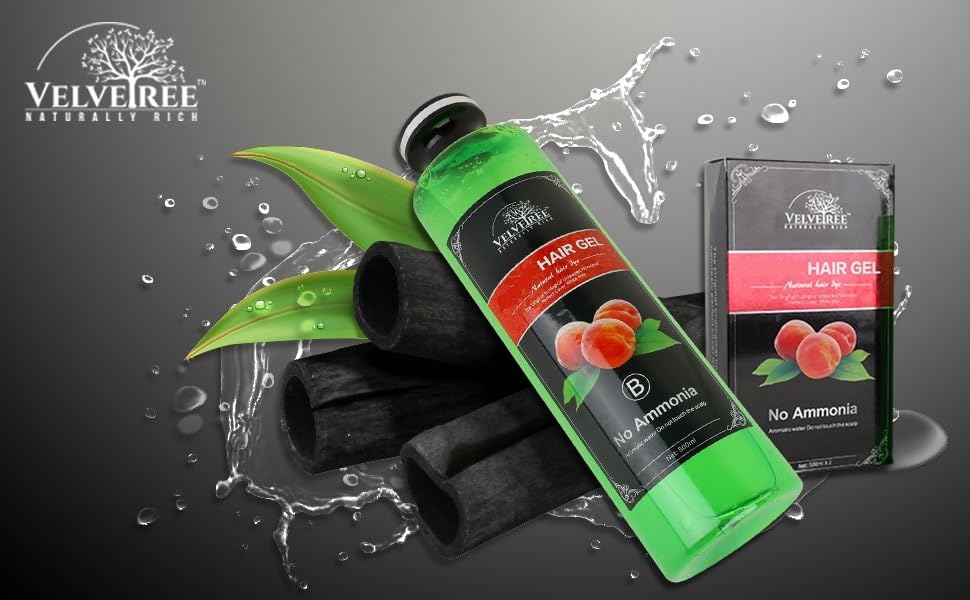 Velvetree Ammonia-Free Black Hair Gel Dye for Men & Women - Natural Black Color (500x2ml) | Perfect for Touch-Ups, Gray Coverage & Styling at Home or Salon