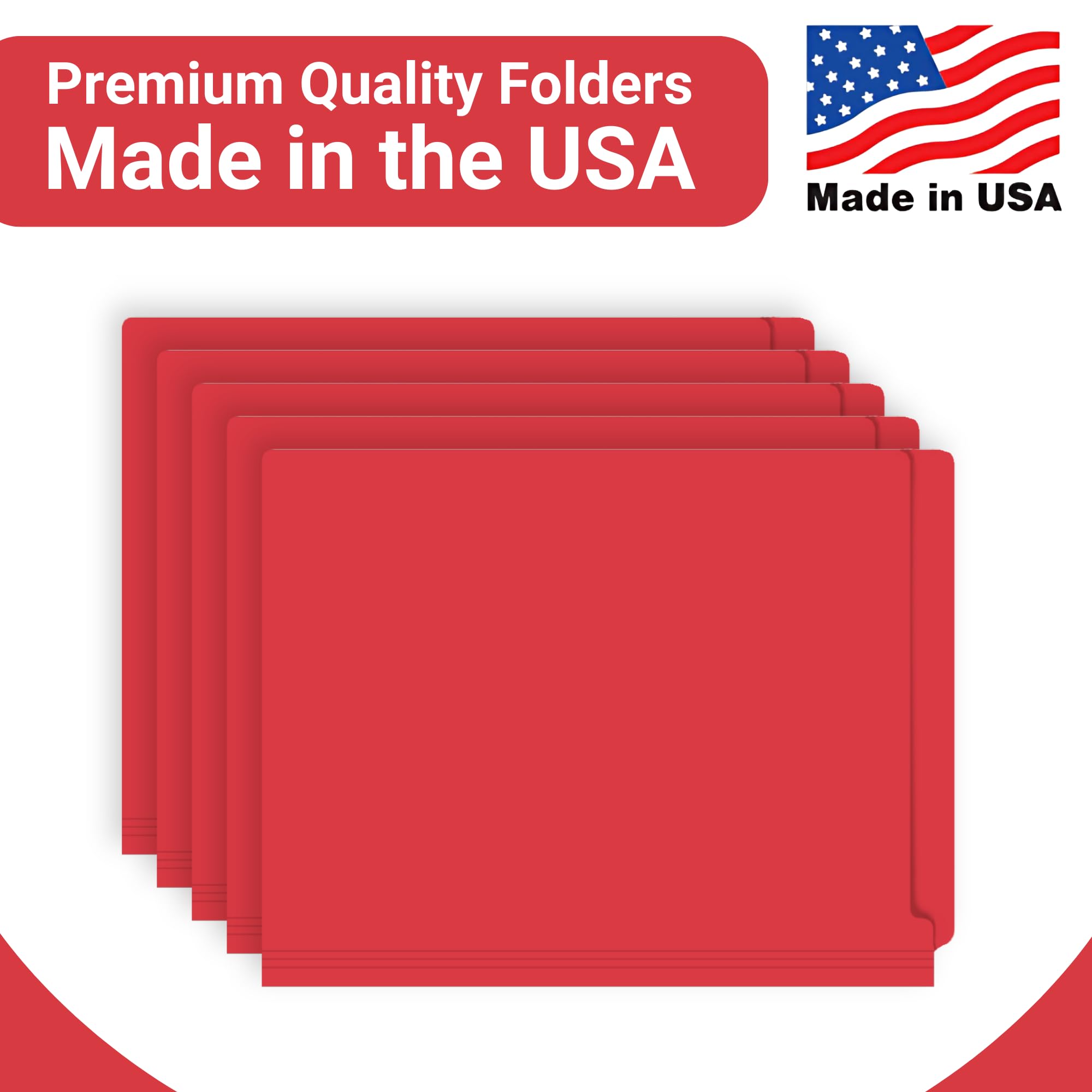 Premium Red Letter Size File Folders - 14pt Reinforced End Tab Folders, Pack of 250 - Perfect for Office Organization, Medical Records & Document Storage