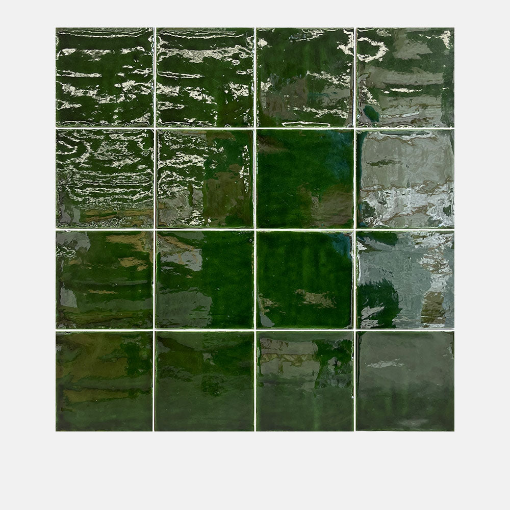 Premium Barcelona Urano Green 130x130 Glossy Ceramic Square Tile - Perfect for Kitchen Backsplash, Bathroom Walls & Modern Interior Design