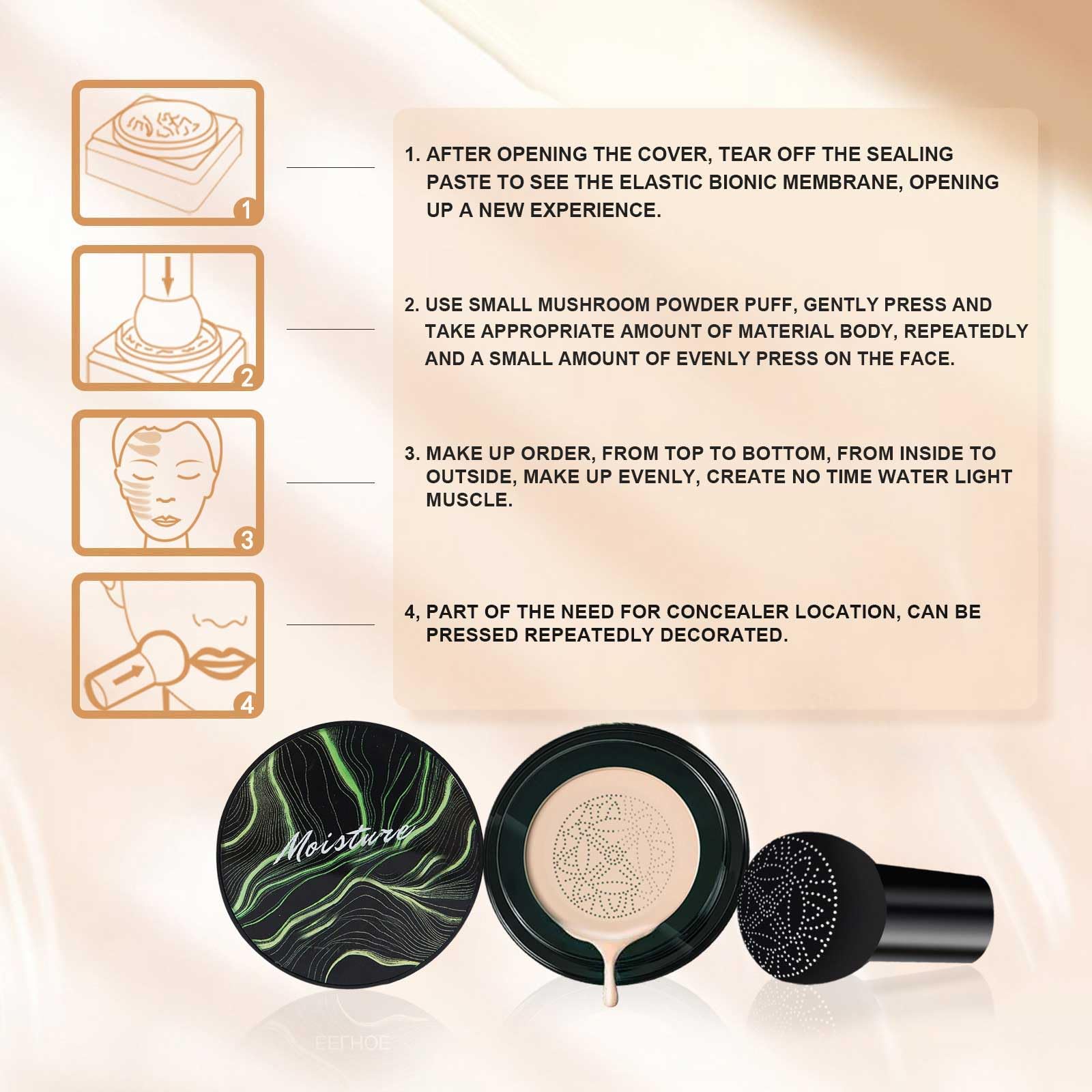 Cedar & Ash CC Cream with Honey & Pine - Air Cushion Foundation for Moisture & Even Skin Tone | Long-Lasting Nude Makeup | Perfect for Daily Wear & Natural Look (1pcs)