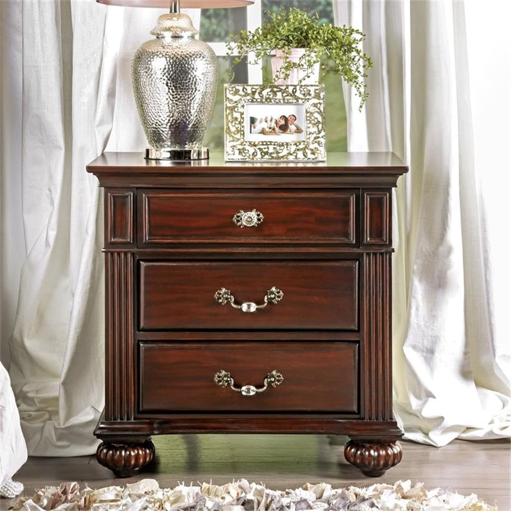 Home Square 3-Piece King Panel Bed Set with 2 Nightstands in Dark Walnut - Perfect for Master Bedroom Decor & Luxury Bedroom Furniture