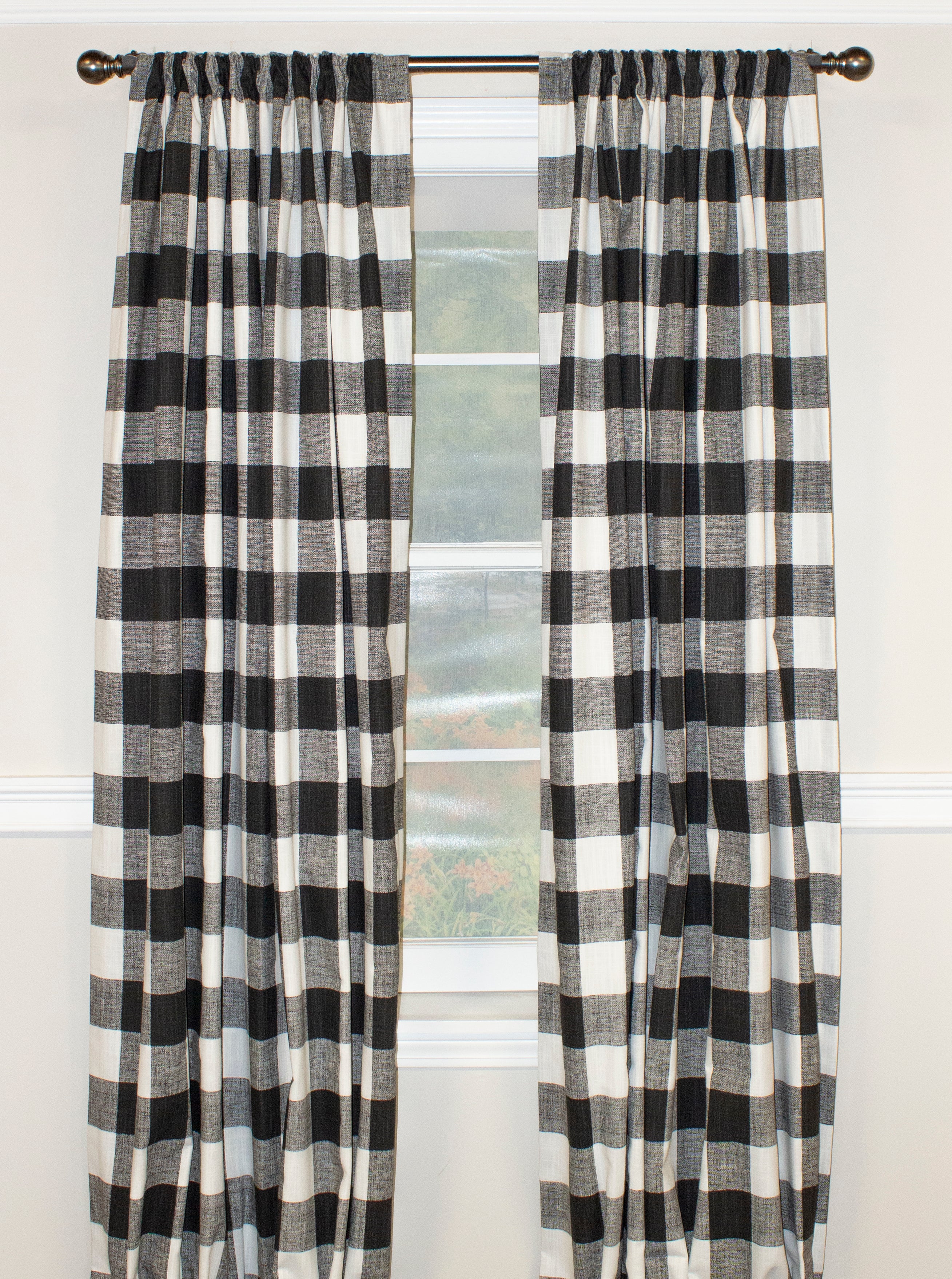 Buffalo Check Large Window Curtain Panels - Black & Red Plaid Thermal Insulated Drapes for Living Room, Bedroom & Kitchen - Noise Reducing & Energy Saving Home Decor