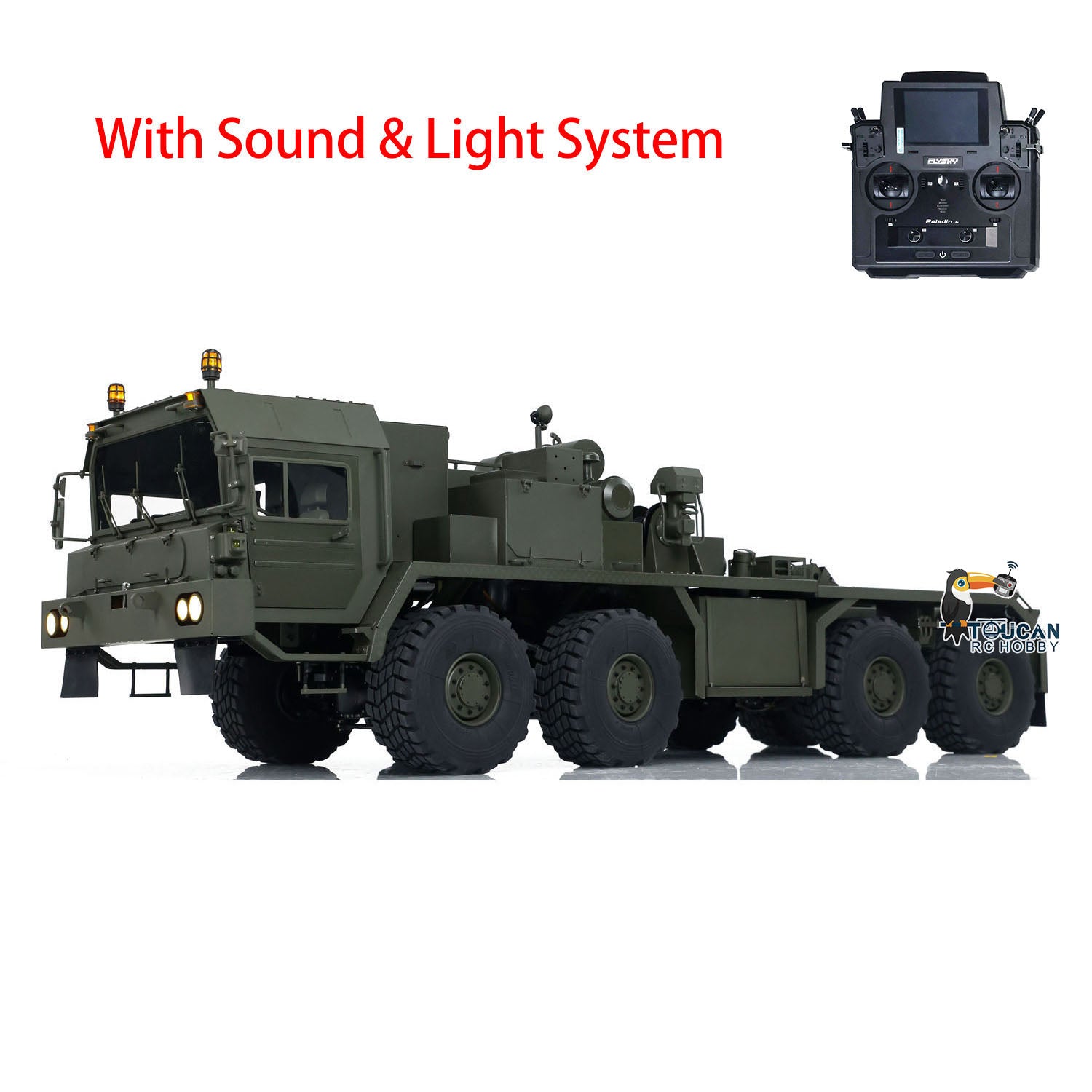 1/14 Scale TOUCAN 8x8 RC Tractor Truck - Full Metal Remote Controlled Military Transport Vehicle with FlySky PL18 Lite Transmitter (PNP Ready, Painted Model) - Perfect for Off-Road Adventure, Military Simulation & RC Hobby Enthusiasts