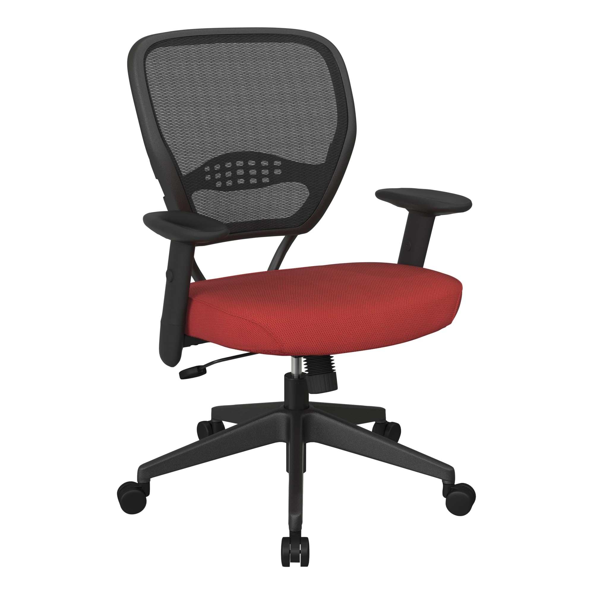SPACE Seating 55 Series Professional Office Chair - Dark Air Grid Mesh Back with Adjustable Height, Lumbar Support & Padded Seat (Red) - Ergonomic Manager Chair for Home Office, Gaming & Workspace