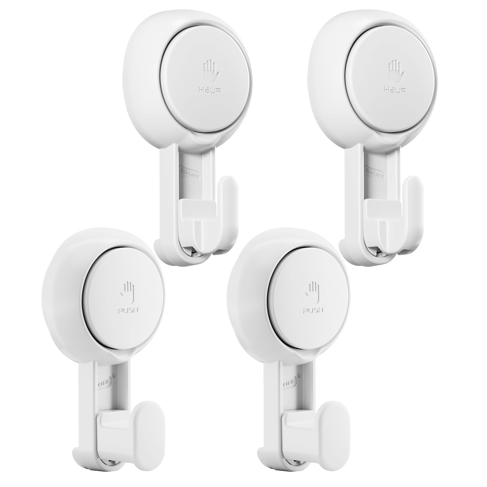TAILI Damage-Free Suction Towel Hooks for Bathroom & Shower - 4 Pack White Vacuum Suction Cup Hooks for Towels, Loofahs & Clothes - Easy Install/Remove - Perfect for Bathroom Organization & Space Saving