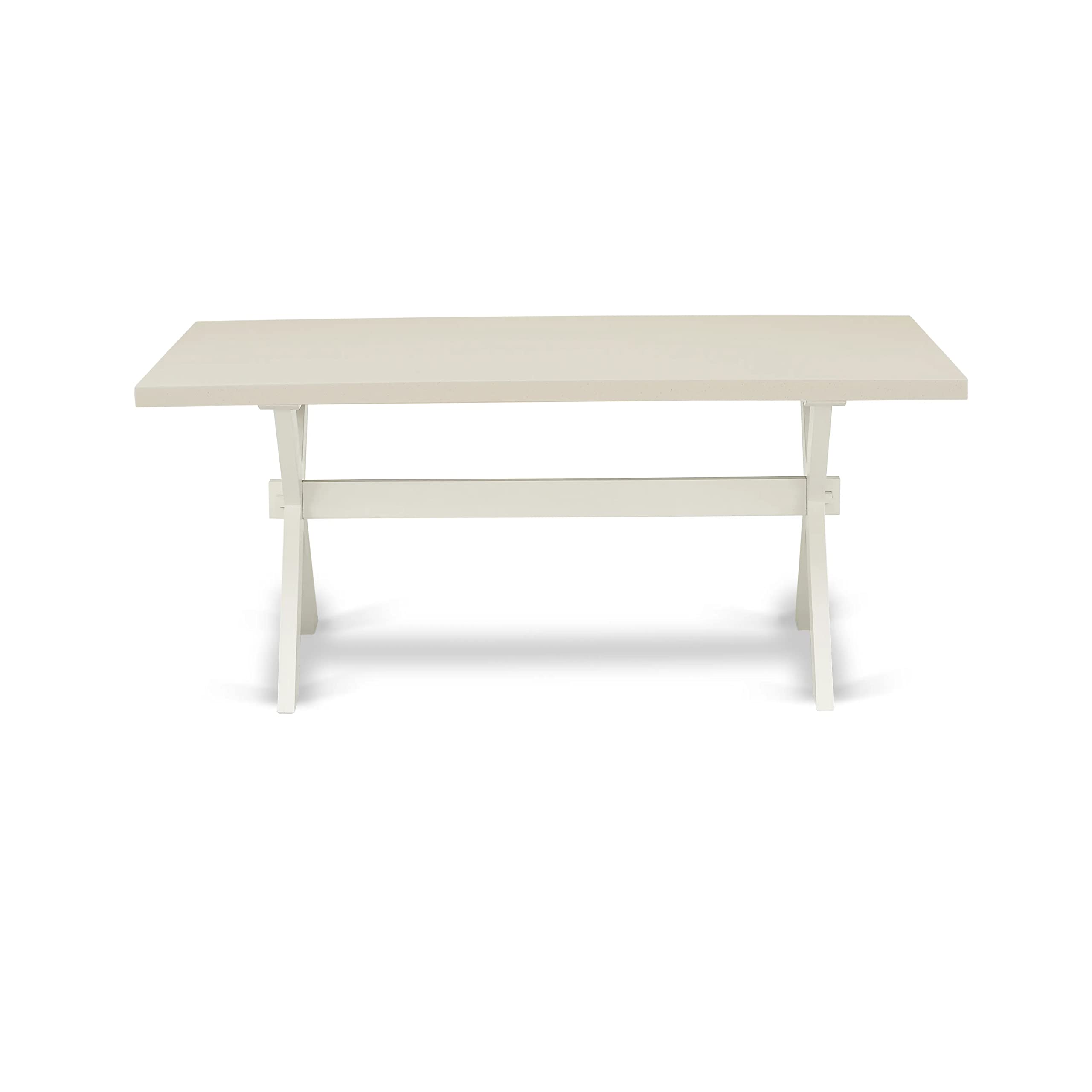 East West Furniture X027BA201-5 5-Piece Kitchen Dining Set - 40x72 Inch Rectangle Table with X-Legs & 4 Cream Fabric Chairs - Modern 4-Seater Table Set for Small Spaces - Perfect for Breakfast Nooks, Apartments, and Cozy Family Meals