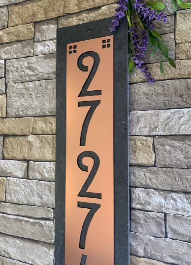 Custom Slate Address Plaque - Personalized Craftsman Style House Numbers 1-5 - Durable Outdoor Home Sign for Porch, Mailbox & Front Door Decor
