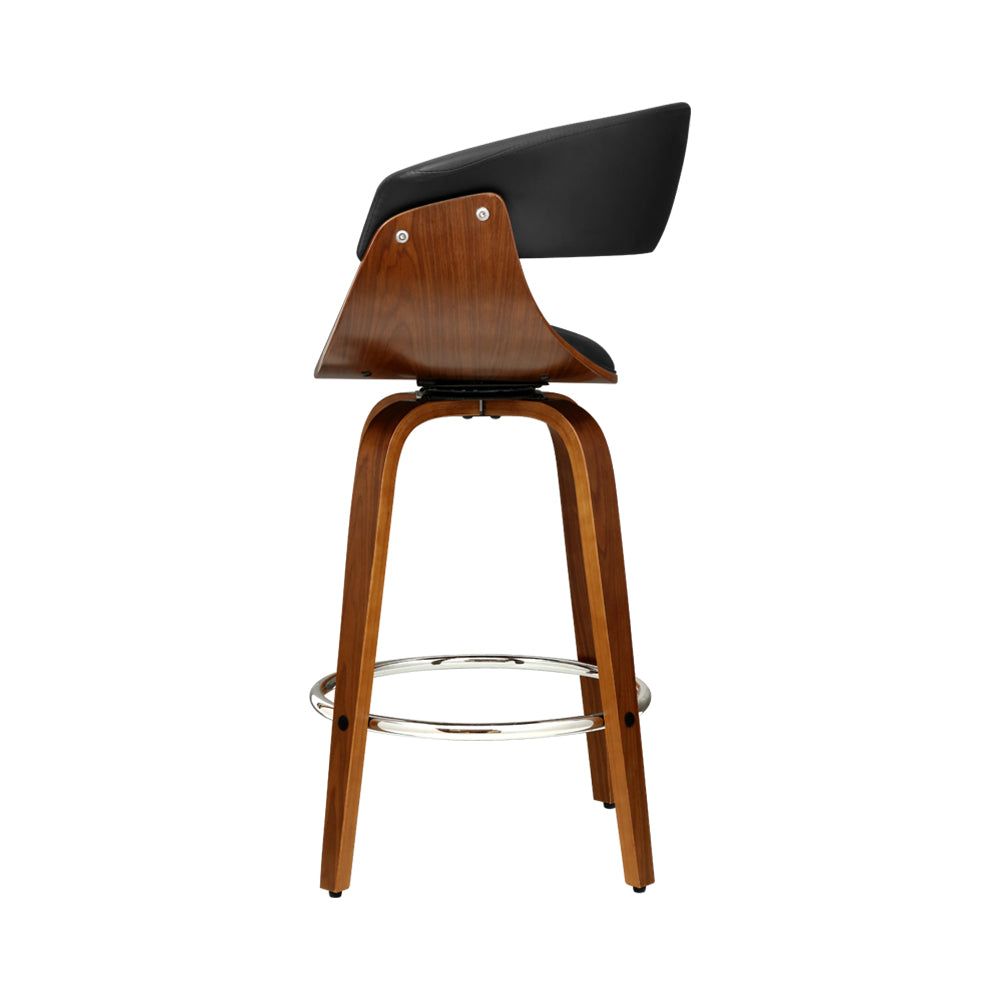 Swivel Bar Stool with PU Seat and Wooden Base - Perfect for Kitchen Islands, Bars, and Home Decor