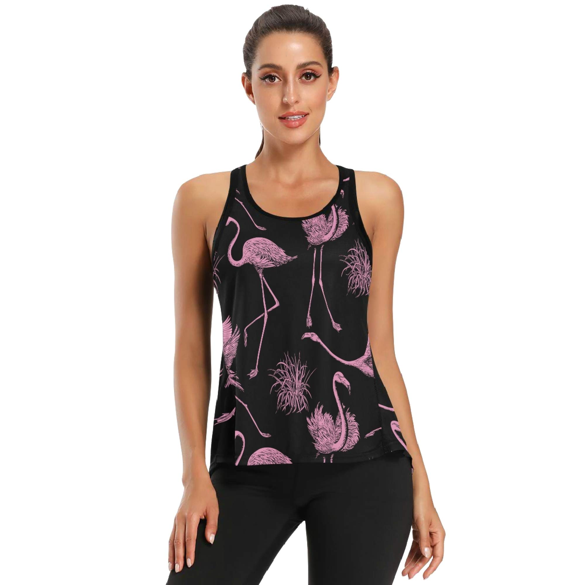 Dinosaur Print Open Back Workout Tank Top for Women - Blue Tie Back Muscle Gym & Yoga Shirt | Perfect for Yoga, Running, and Fitness Training