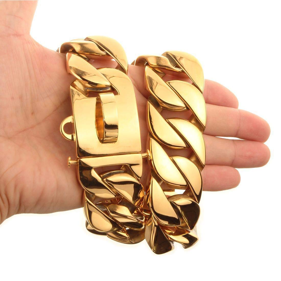 Heavy Duty 32MM Big Dog Chain Collar with Safety Lock - Chew Proof Cuban Link Collar for Medium & Large Dogs Like Pitbulls & German Shepherds (65cm) - Perfect for Training, Walking & Outdoor Adventures