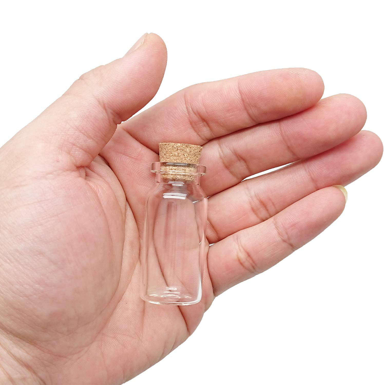 10mL Cork Stopper Glass Bottles - Mini Transparent Axe Sickle Vials (24 Pack) - Perfect for Essential Oils, Perfume Samples & DIY Craft Projects