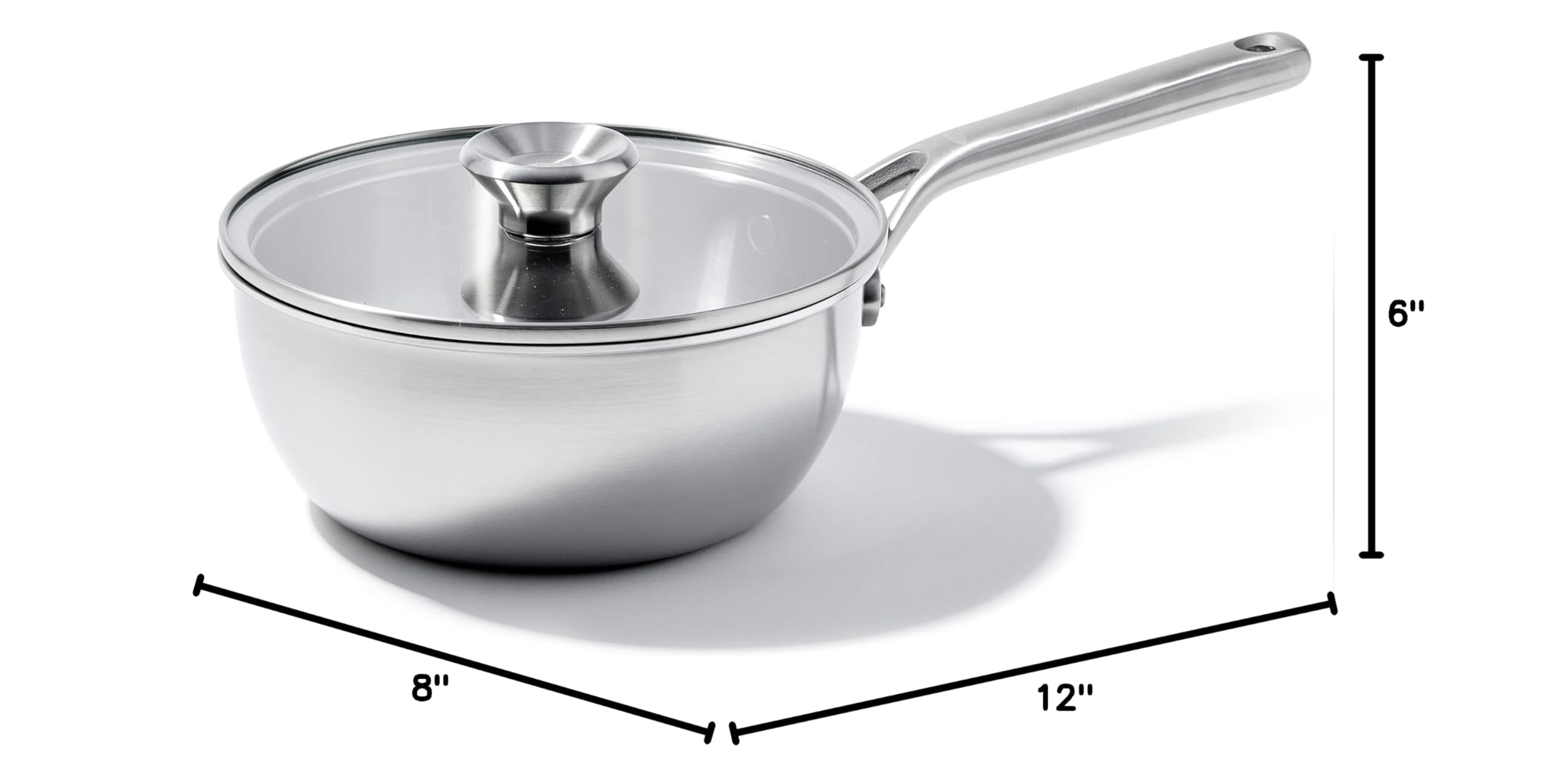 OXO Mira Tri-Ply Stainless Steel 3.57QT Covered Chef's Pan with Lid - PFAS-Free, Multi-Clad, Induction Compatible, Dishwasher & Oven Safe (Silver) - Perfect for Sautéing, Braising & Everyday Cooking