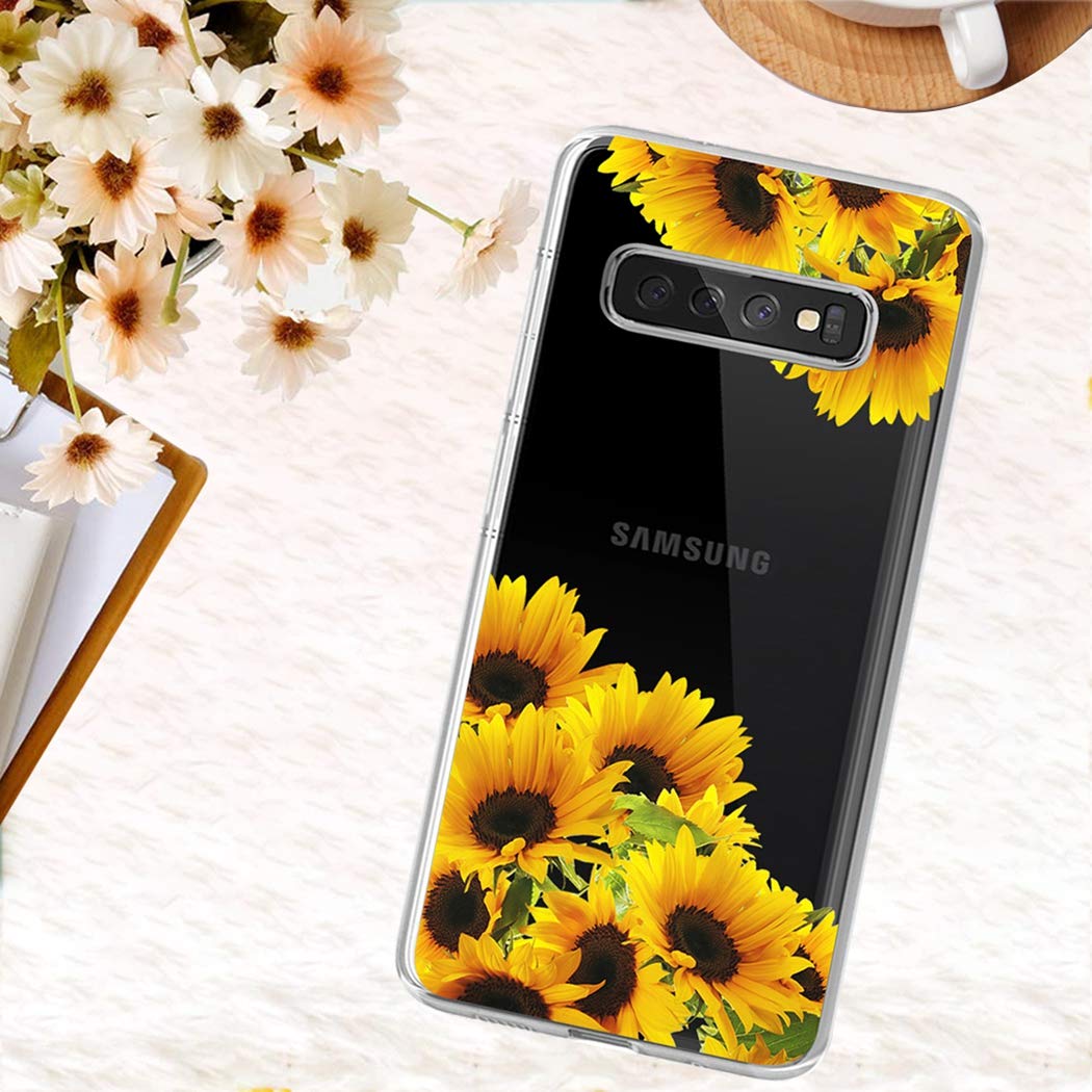 **Cute Clear Slim Shockproof Sunflower TPU Case for Samsung Galaxy S10 Plus - Protective Phone Cover for Girls, Durable & Stylish for Everyday Use**