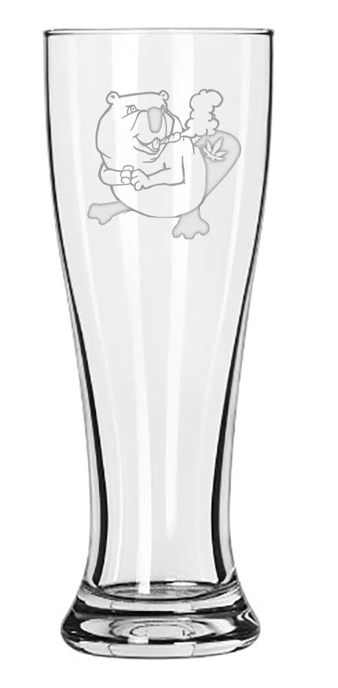 Funny Cute Beaver Joint Beer Glass - 15 oz Pilsner Glass for Pot Smoking Pals - Perfect for Parties, Gifts & Cannabis Enthusiasts