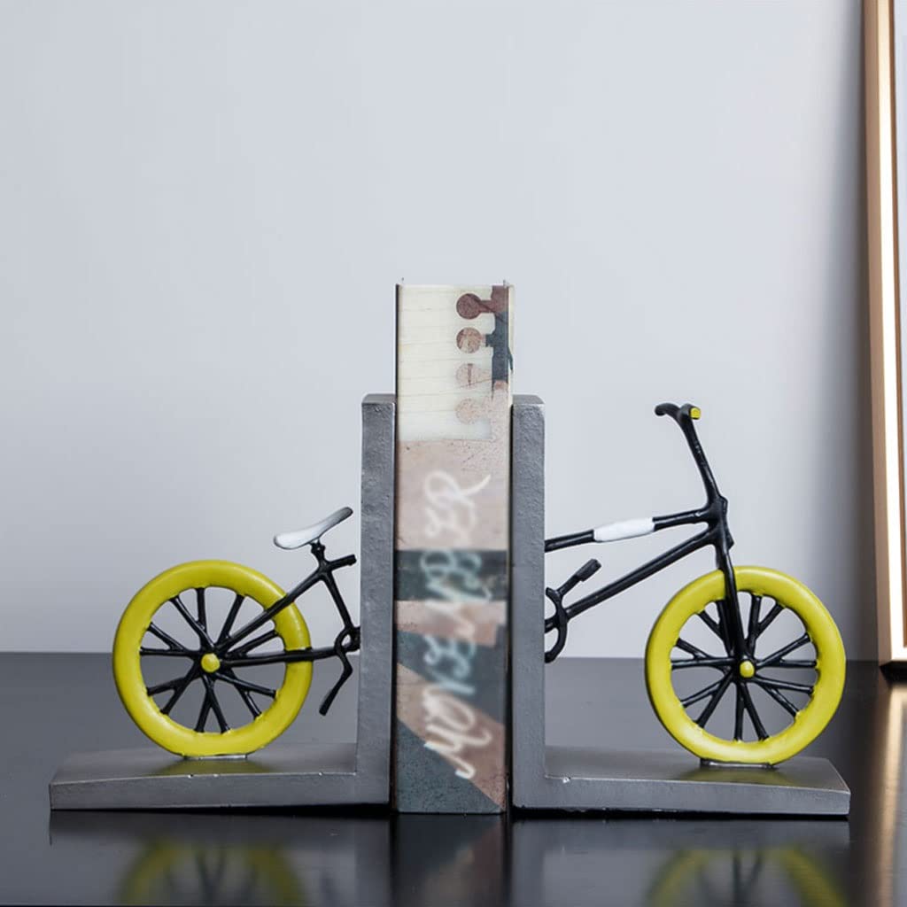 Nordic Creative Resin Bookends - Bicycle Shape Home & Office Decor, Bookshelf Organizer for Study, Living Room, Porch - Unique Gift Idea for Book Lovers