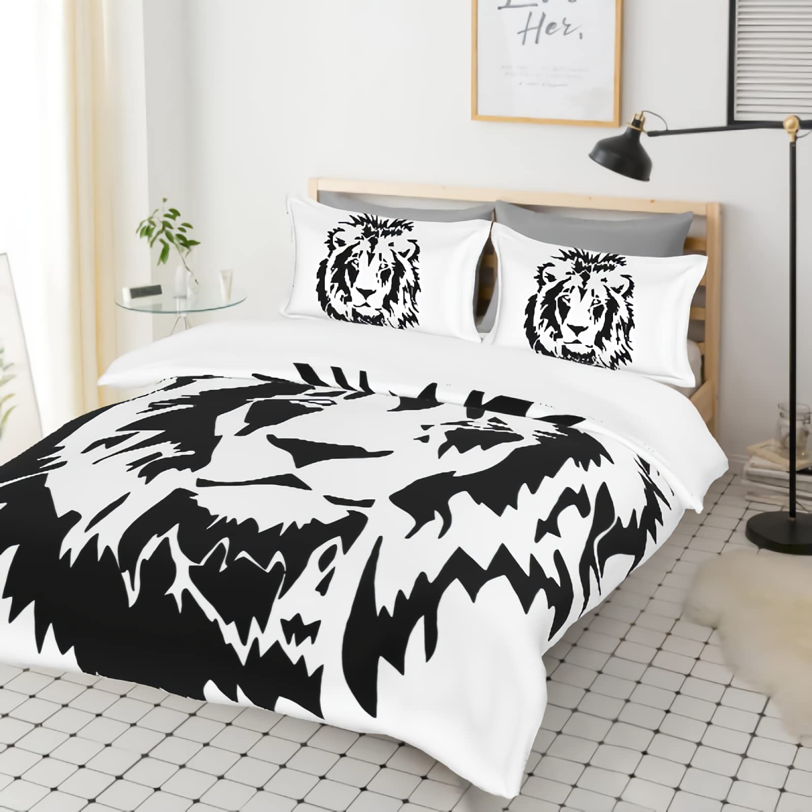 GREDBH King Size Lion Duvet Cover Set - 3 Piece Bedding with Lion Head Design, 100% Soft Microfiber (Comforter Not Included) - Perfect for Kids' Rooms, Jungle Themed Bedrooms, and Wildlife Lovers