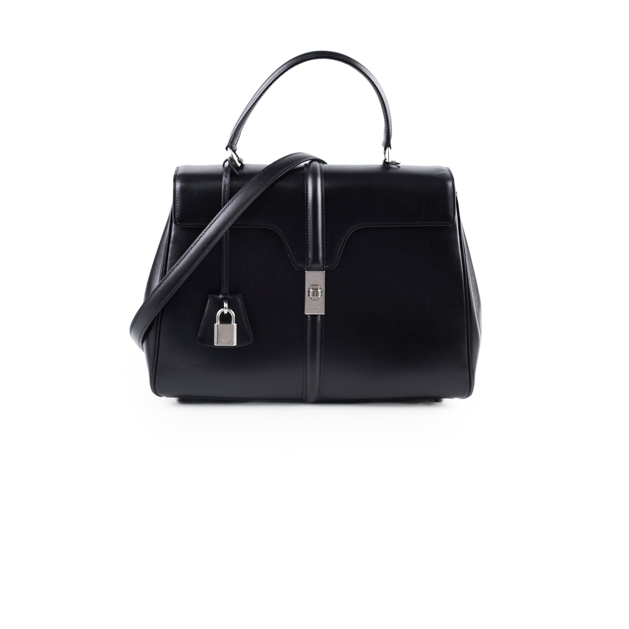 Celine 16 Medium Handbag in Black | Luxury Leather Shoulder Bag for Women | Perfect for Work, Travel & Evening Events