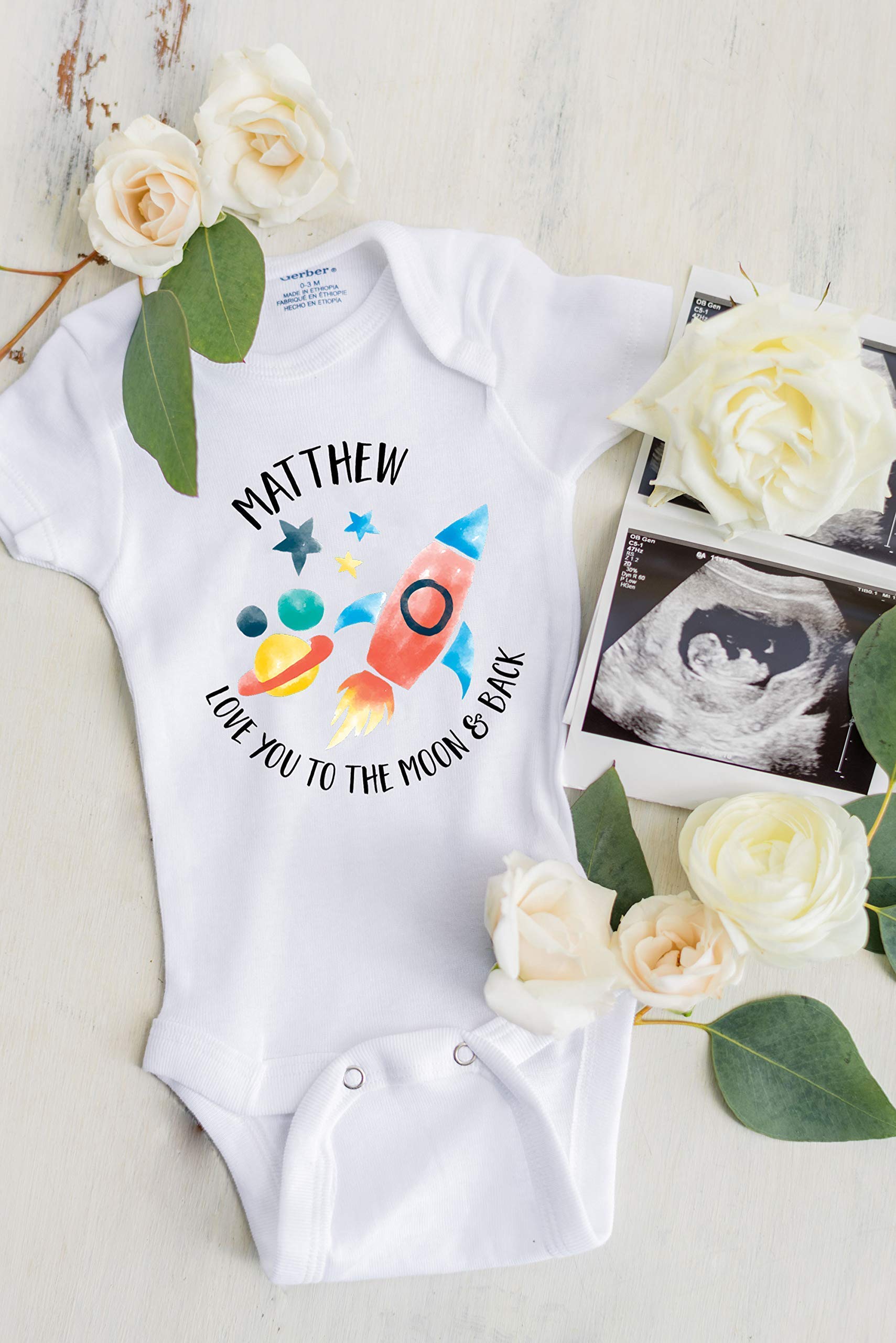 Personalized Baby Boy Outfit - Space Rocket Theme Bodysuit & Shirt Set | Unique Baby Shower Gift for Astronaut-Themed Parties & Newborn Photoshoots