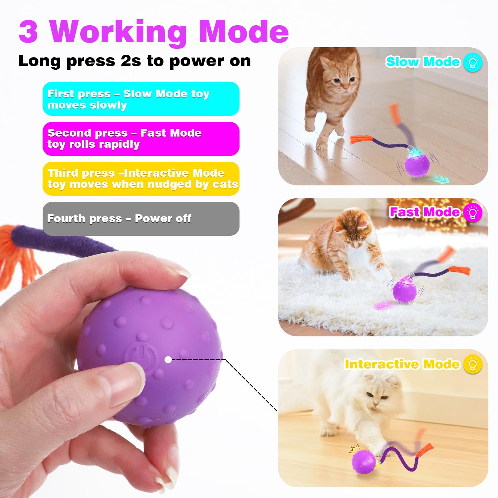 Interactive Electric Cat Ball Toy with Mice Holes - Pop n Play Automatic Rolling Cat Toy & Collapsible Play Tunnel - Fun Exercise & Hunting Simulation for Indoor Cats (Perfect for Playtime & Stress Relief)