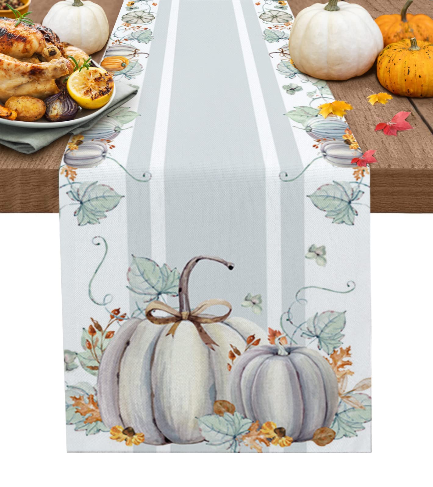 Thanksgiving Table Runner - 13x108 Inch Farmhouse Autumn Decor with Pumpkin & Maple Leaves - Rectangle Dining Table Scarf for Kitchen, Wedding, Party, Holiday & Outdoor Use - Perfect for Fall Gatherings and Seasonal Home Decor