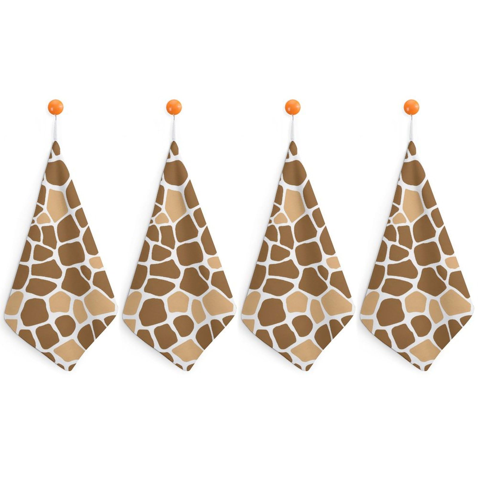 Giraffe Print Square Hand Towels - 4PCS Quick Dry Bathroom & Kitchen Towels with Hanging Loop for Face Washing, Dish Drying & Home Decor
