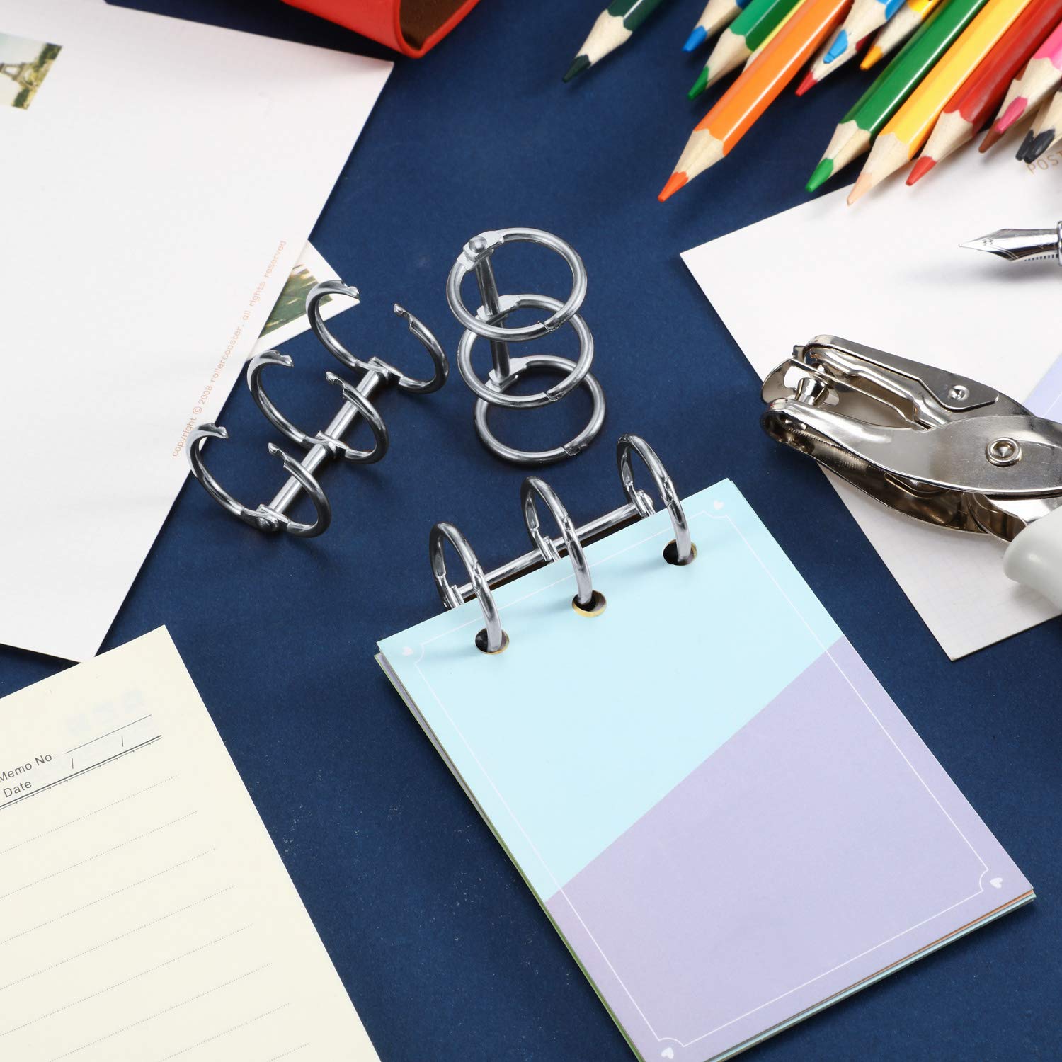 20-Piece 3-Ring Metal Loose Leaf Binder Rings - 20mm Inner Diameter Snap Split Hinged Book Rings for DIY Projects, Travel Journals, Photo Albums, Document Binding - Silver (Perfect for Office, School & Craft Organization)