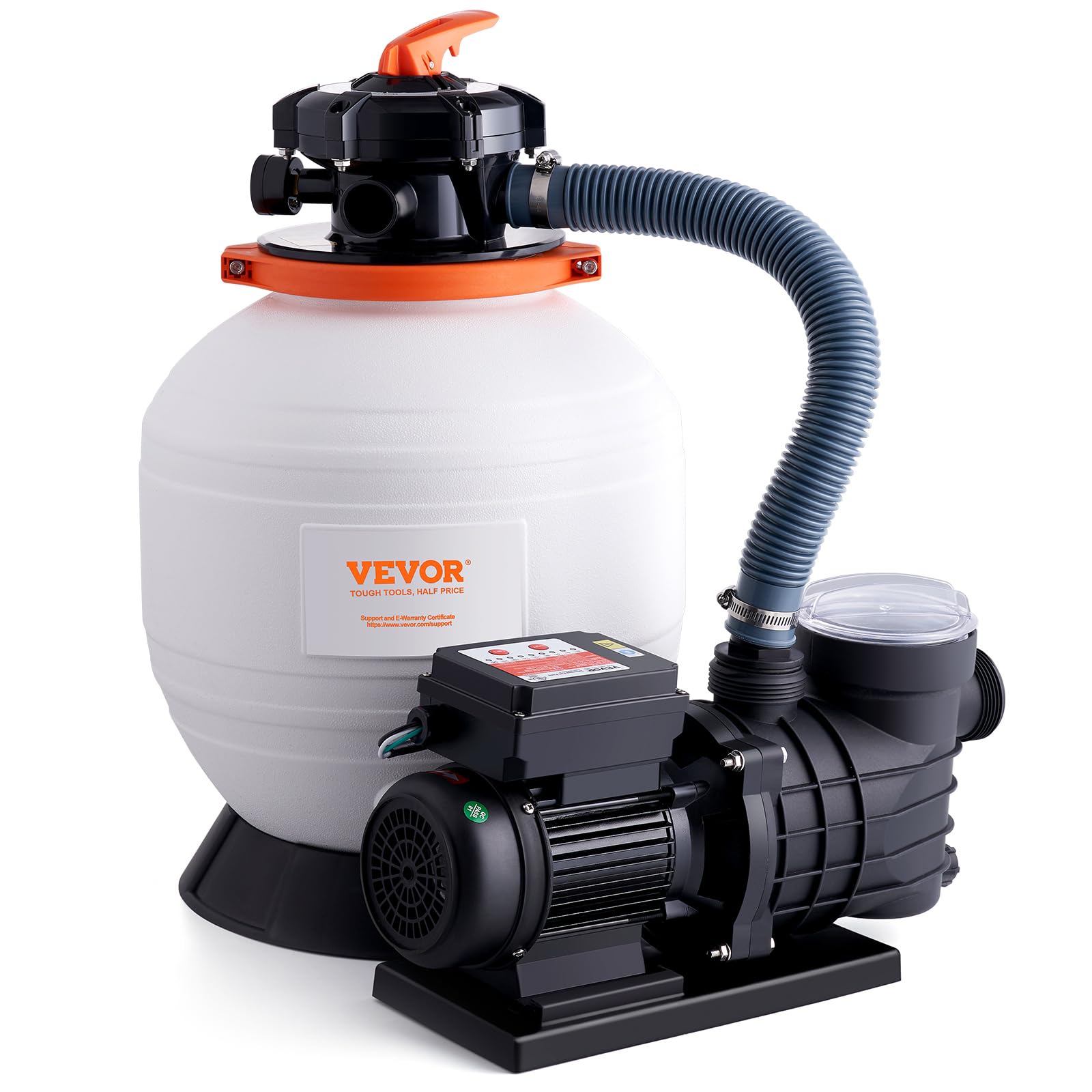VEVOR 14-Inch Sand Filter Pump for Above Ground Pools - 3000 GPH, 3/4 HP Pool Pump System with Digital Timer, 6-Way Valve & Strainer Basket - Easy Installation for Backyard, Inground & Outdoor Swimming Pools