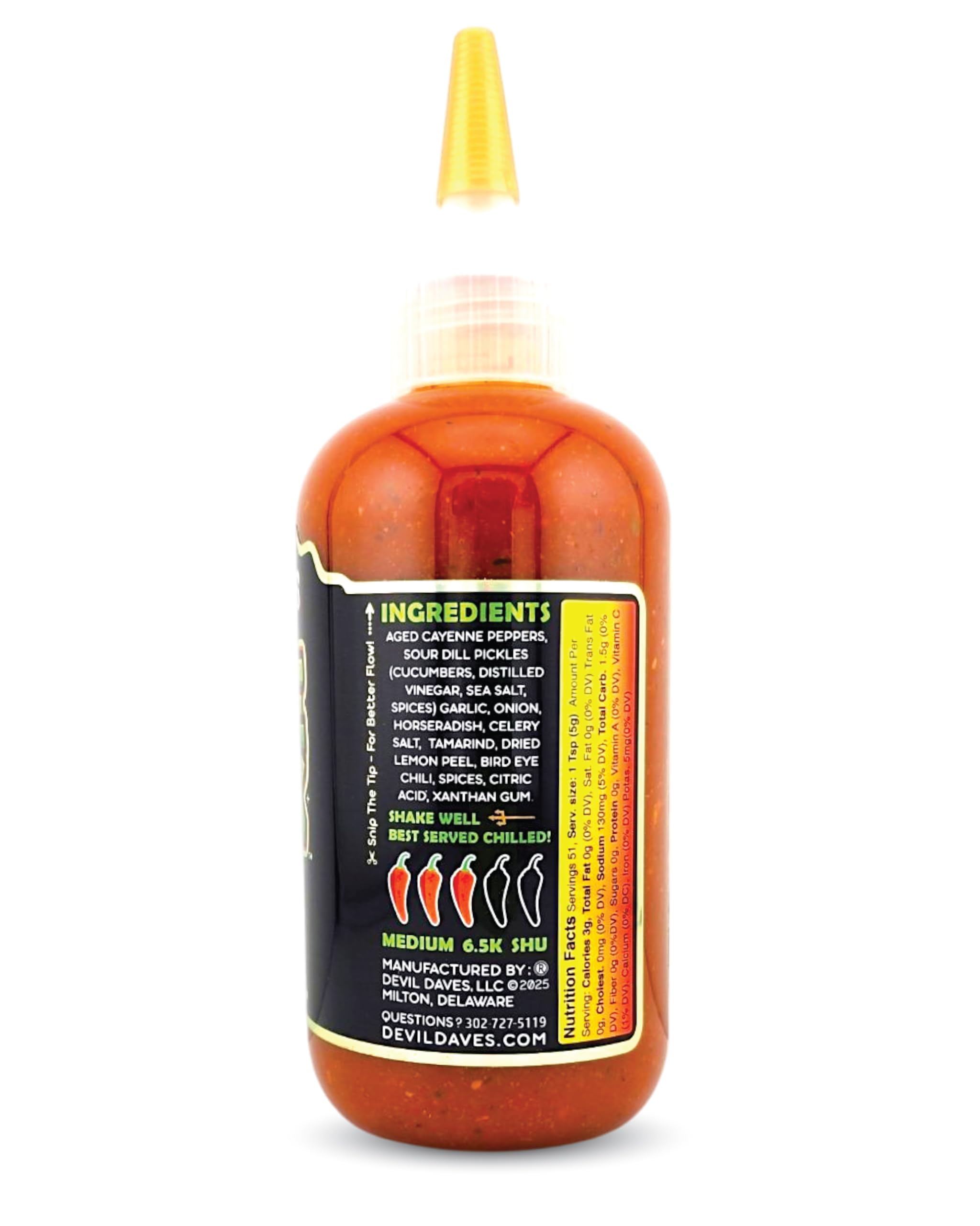 Devil Daves Pickle Crack Hot Sauce - Medium Heat Dill Pickle Flavor, 8.6 Oz Bottle | Perfect for Wings, Burgers, Tacos & Bloody Marys