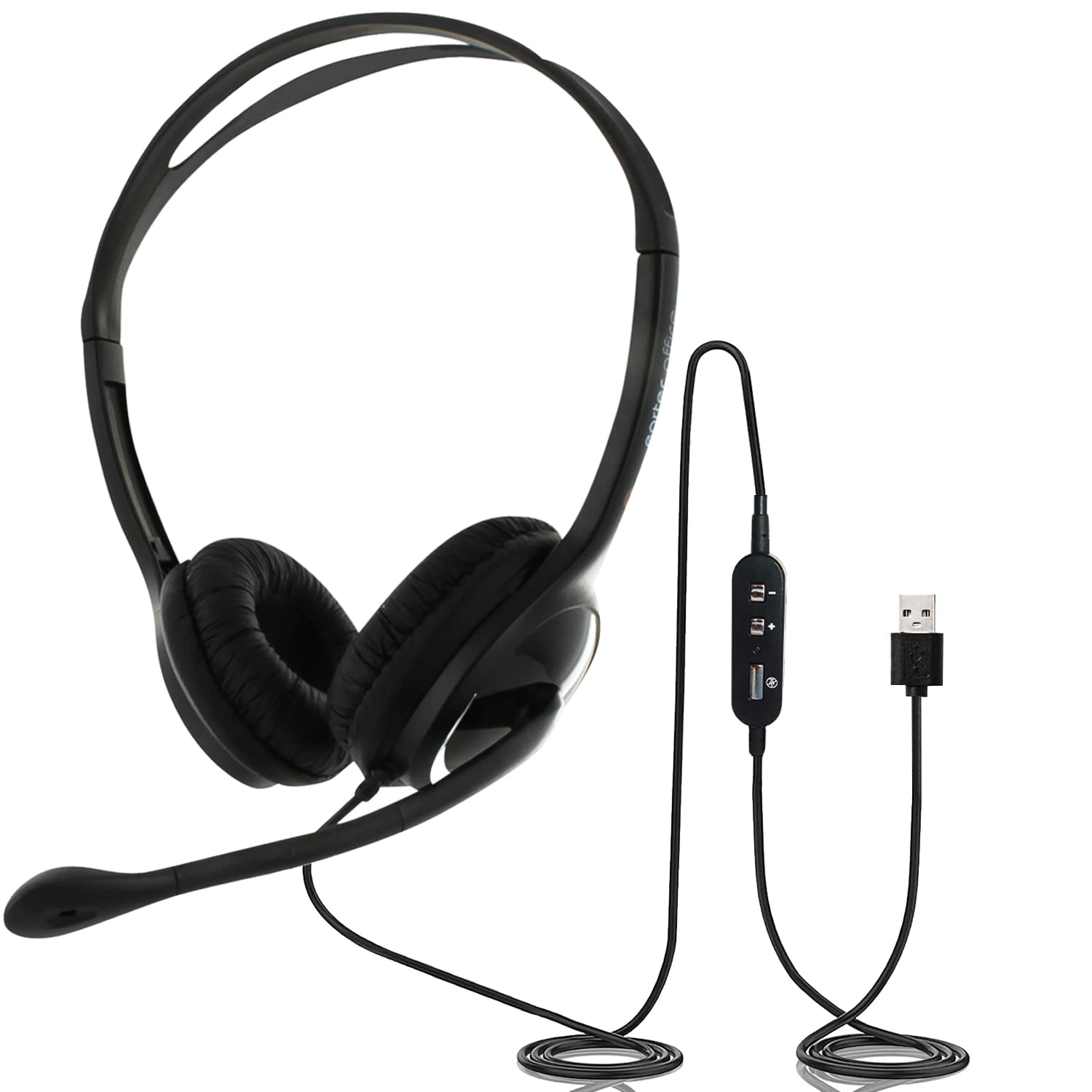 Eartec Office 150D USB Headset with Noise-Canceling Mic - Compatible with MS Teams, Skype for Business & Zoom - Comfortable Double Ear Design for Home Office, Call Centers & Remote Work