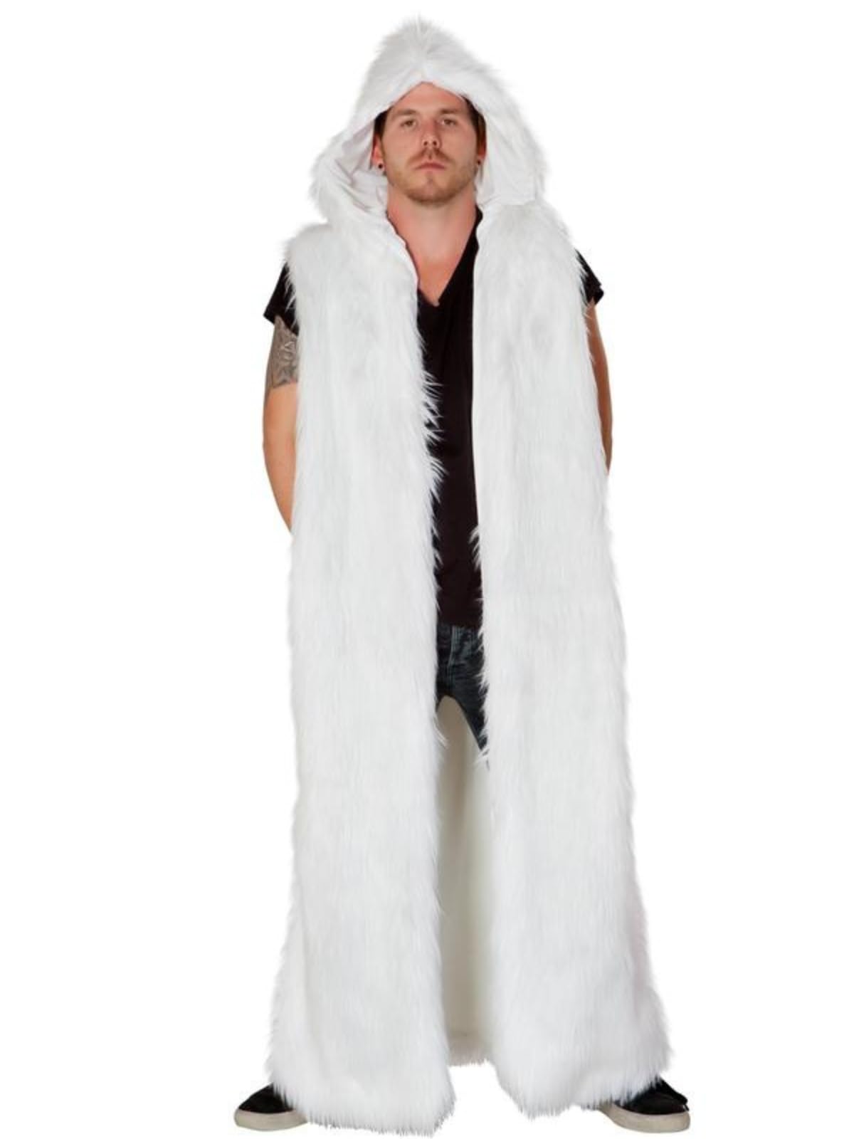 Glow in the Dark LED Fur Coat Jacket - Light Up Disco Rave Jacket for Women & Girls - EDM Party Costume & Festival Clothing - Perfect for Nightclubs, Concerts, Halloween & Rave Parties