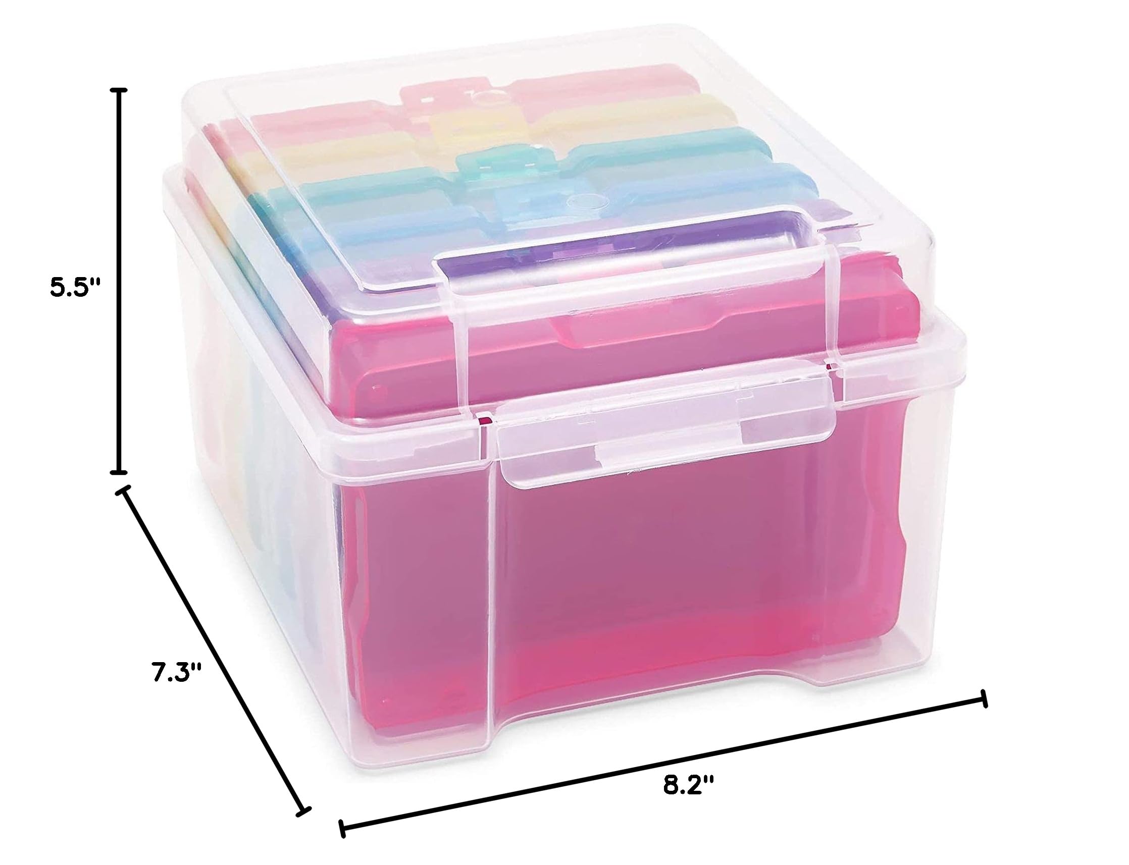 Paper Junkie 4 x 6 Inch Photo Storage Box Set - 6 Inner Cases & 1 Plastic Organizer Box for Stickers, Crafts, Seeds & Art Supplies | Perfect for Home, School & Classroom Organization | Compact Craft Storage Solution for Scrapbooking, Card Making & DIY Projects