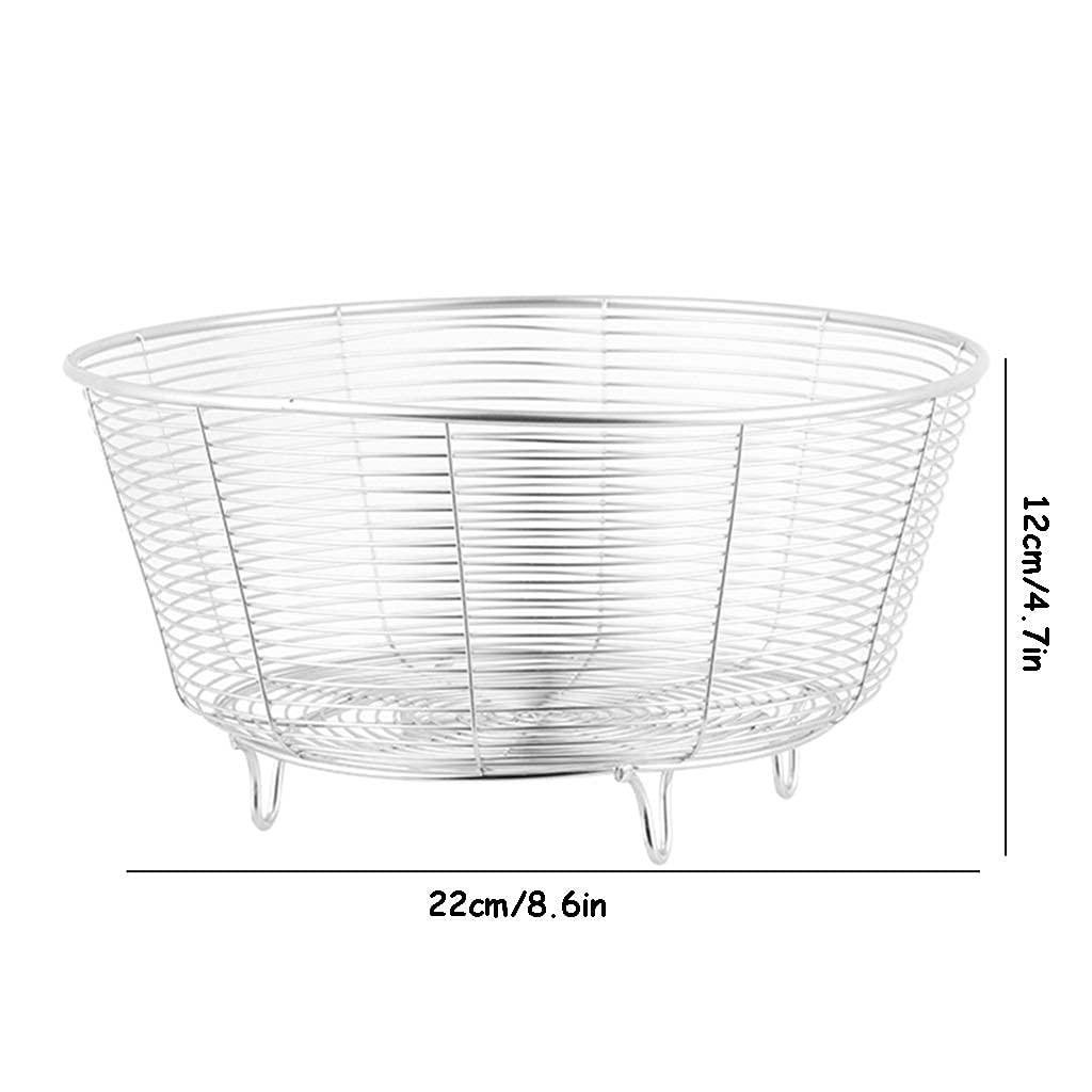 Stainless Steel Wire Fruit Drain Basket - Kitchen Countertop Fruit & Vegetable Holder, Bread & Snack Storage Organizer for Kitchen Counter, Dining Table, Living Room | Perfect for Fresh Produce Display, Party Serving & Home Organization