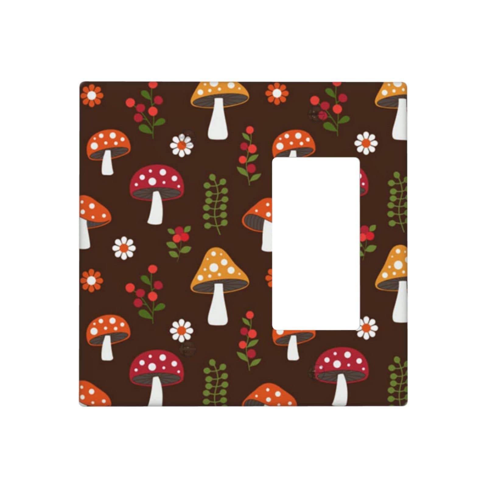 Vintage Cartoon Magic Mushrooms Light Switch Plate Cover - Rocker/Blank Outlet Wall Decor for Living Room, Bedroom, Office & School - Cute Home Decor Gift Idea - Perfect for Kids Rooms, Dorm Decor and Mushroom Theme Decorations