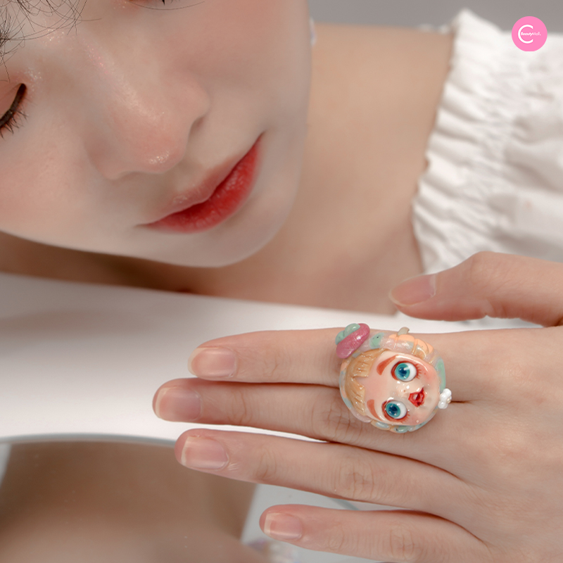 Handmade Ceramic Sterling Silver Ring - Dopamine Fantasy Design for Women | Boho Chic Jewelry, Unique Gift for Her, Perfect for Everyday Wear & Special Occasions