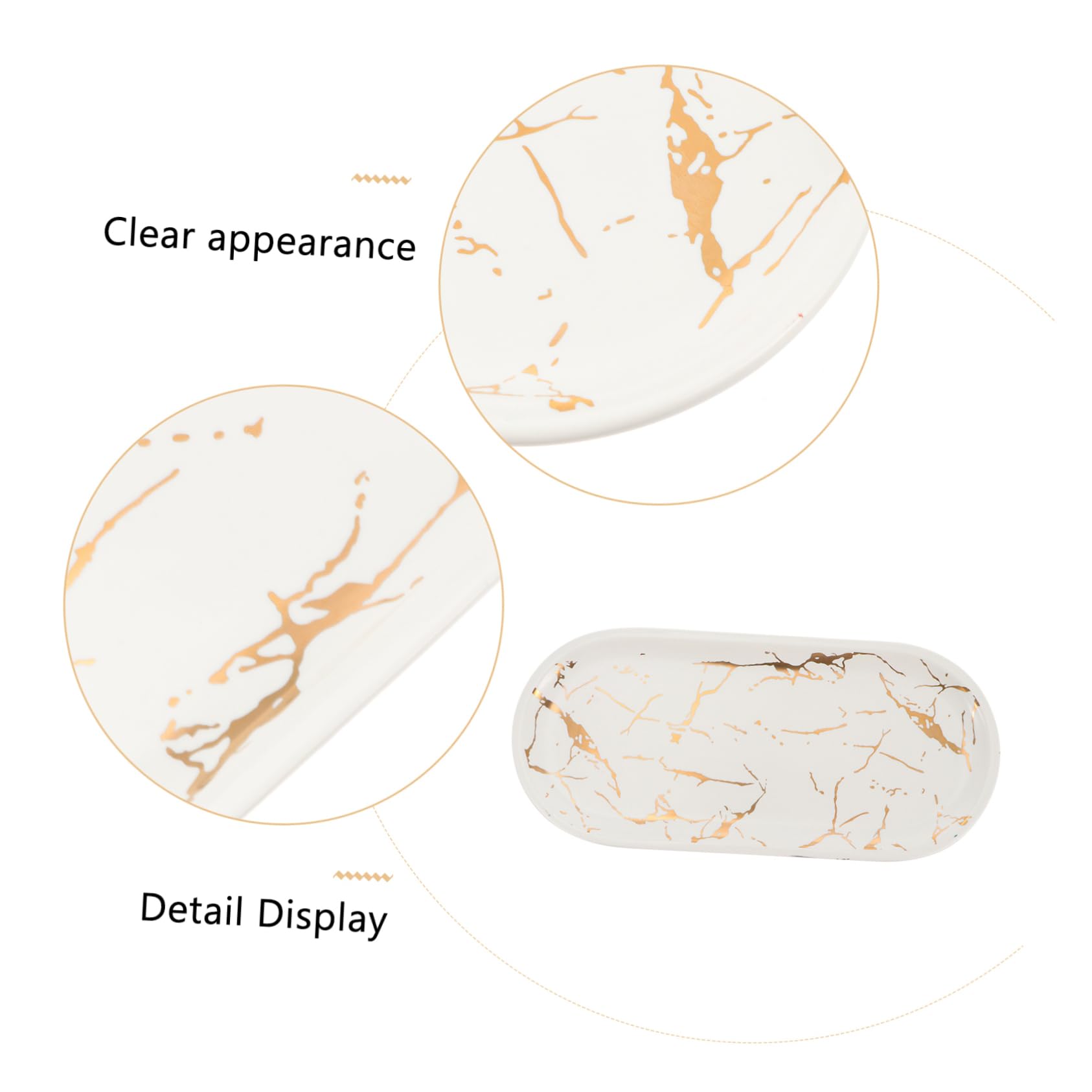 Hemoton White Marble Ceramic Plate - Elegant Fruit & Sushi Serving Tray, Decorative Soap Dish, Earring Organizer | Perfect for Dinner Parties, Home Decor & Bathroom Storage