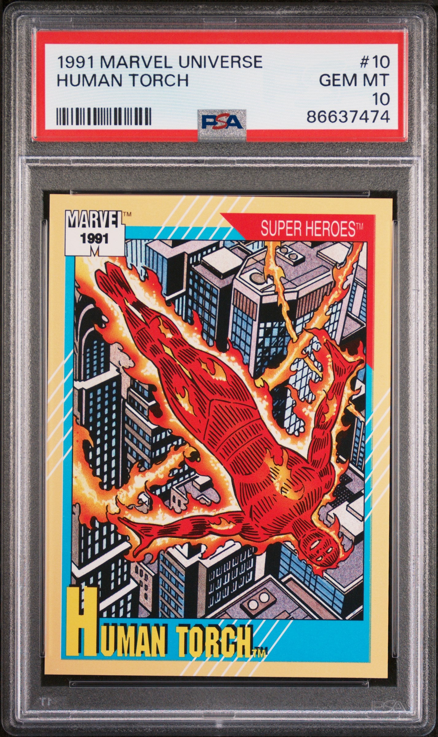 1991 Marvel Universe Human Torch #10 PSA 10 Graded Comic - Rare Collectible for Superhero Fans & Comic Book Investors - Perfect for Display, Gifts, and Investment Portfolios