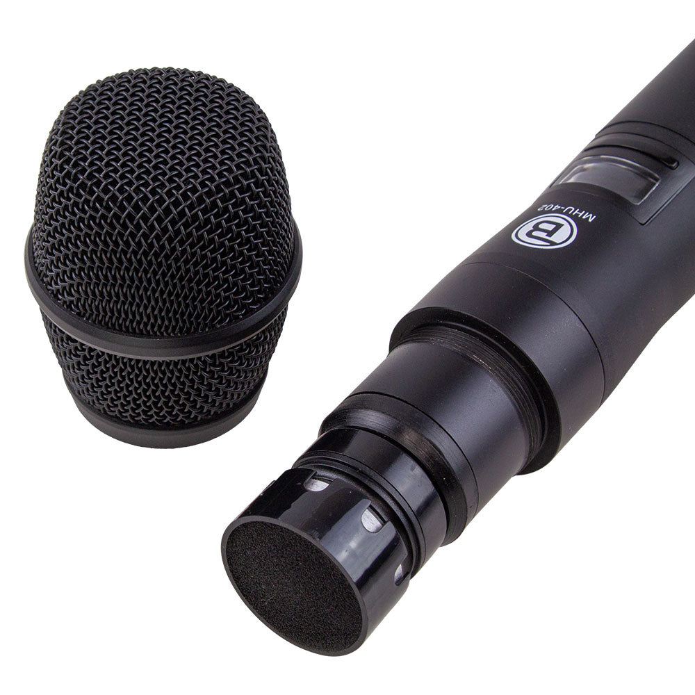Blastking MHU402 Professional Dual Handheld UHF DSP Wireless Microphone System for Karaoke, Live Performances & Public Speaking - Crystal Clear Audio with Long Range Connectivity