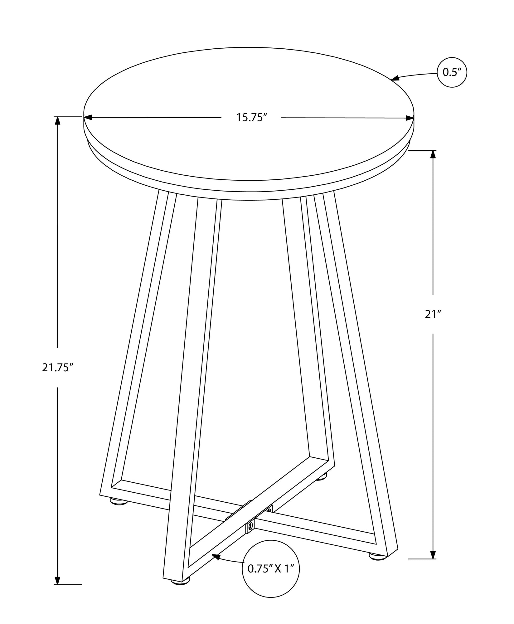 Modern Black Marble Accent Table with Black Metal Base - 22 Inch Height - Perfect for Living Room, Bedroom, or Office Decor