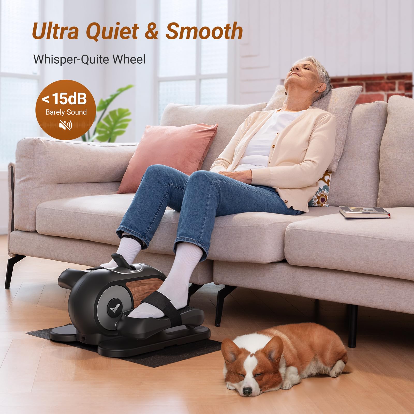 MERACH Under Desk Elliptical Machine - Quiet Electric Pedal Exerciser with Remote Control & 12 Speed Levels, Portable Leg Exercise Equipment for Home & Office Use - Perfect for Seniors, Workouts While Sitting, and Active Lifestyle
