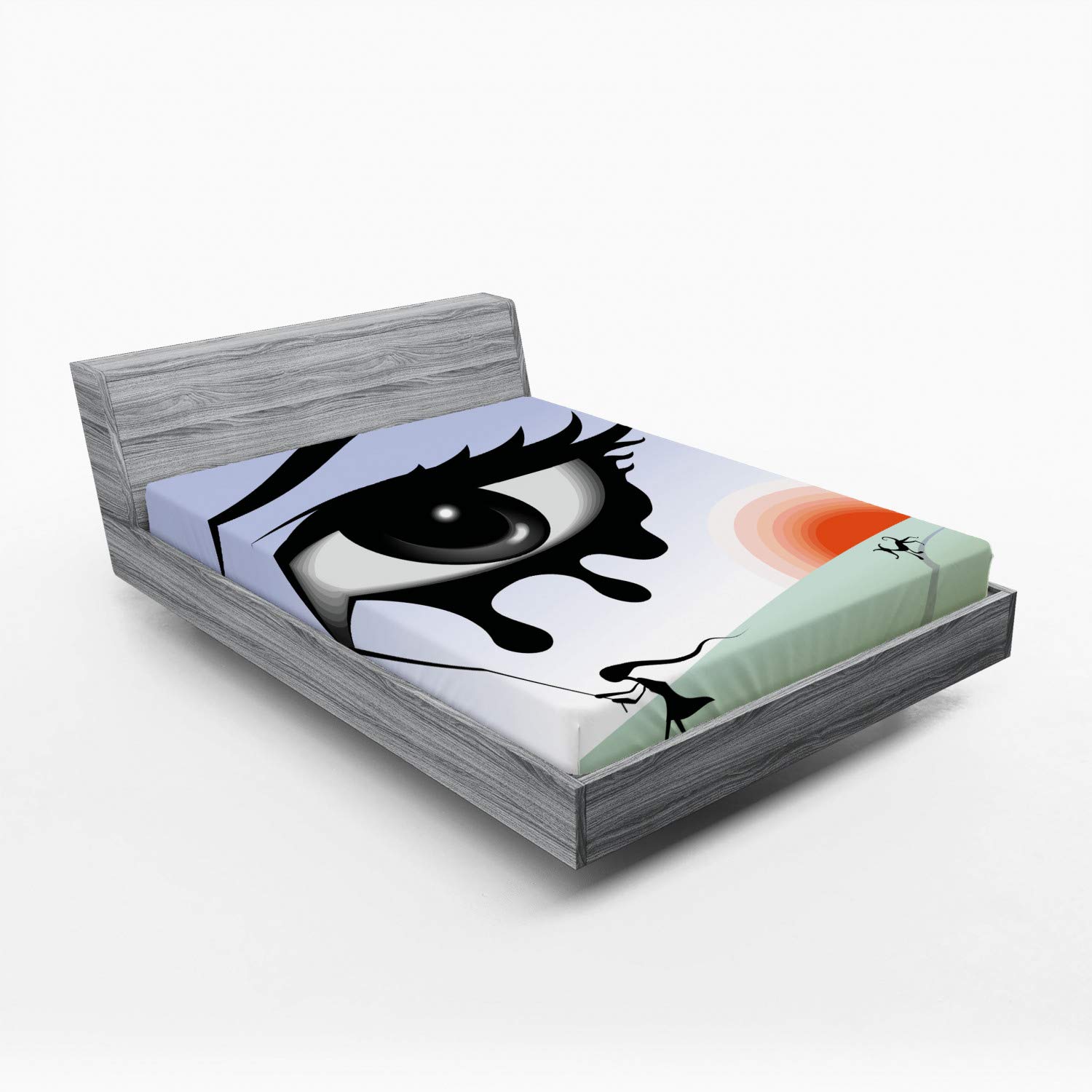 Ambesonne Queen Eye Fitted Sheet - Surreal Art Bed Cover with Deep Pocket for Home Decor