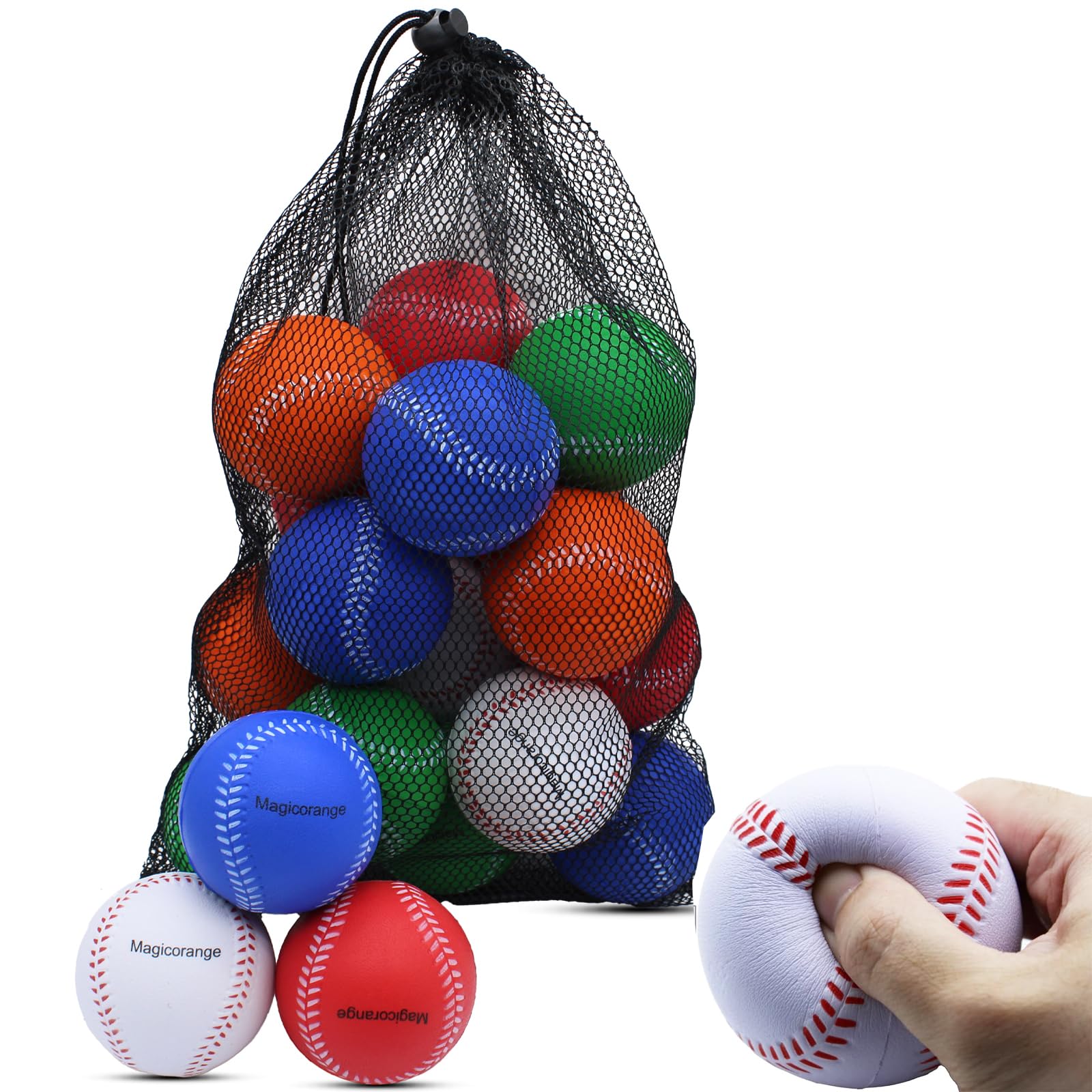 MagicOrange Foam Baseballs 20 Pack - Soft Practice Training Balls for Batting, Fielding & Pitching | Unmarked Baseballs for Kids & Adults | Perfect for Backyard Drills, Team Practice & Baseball Training