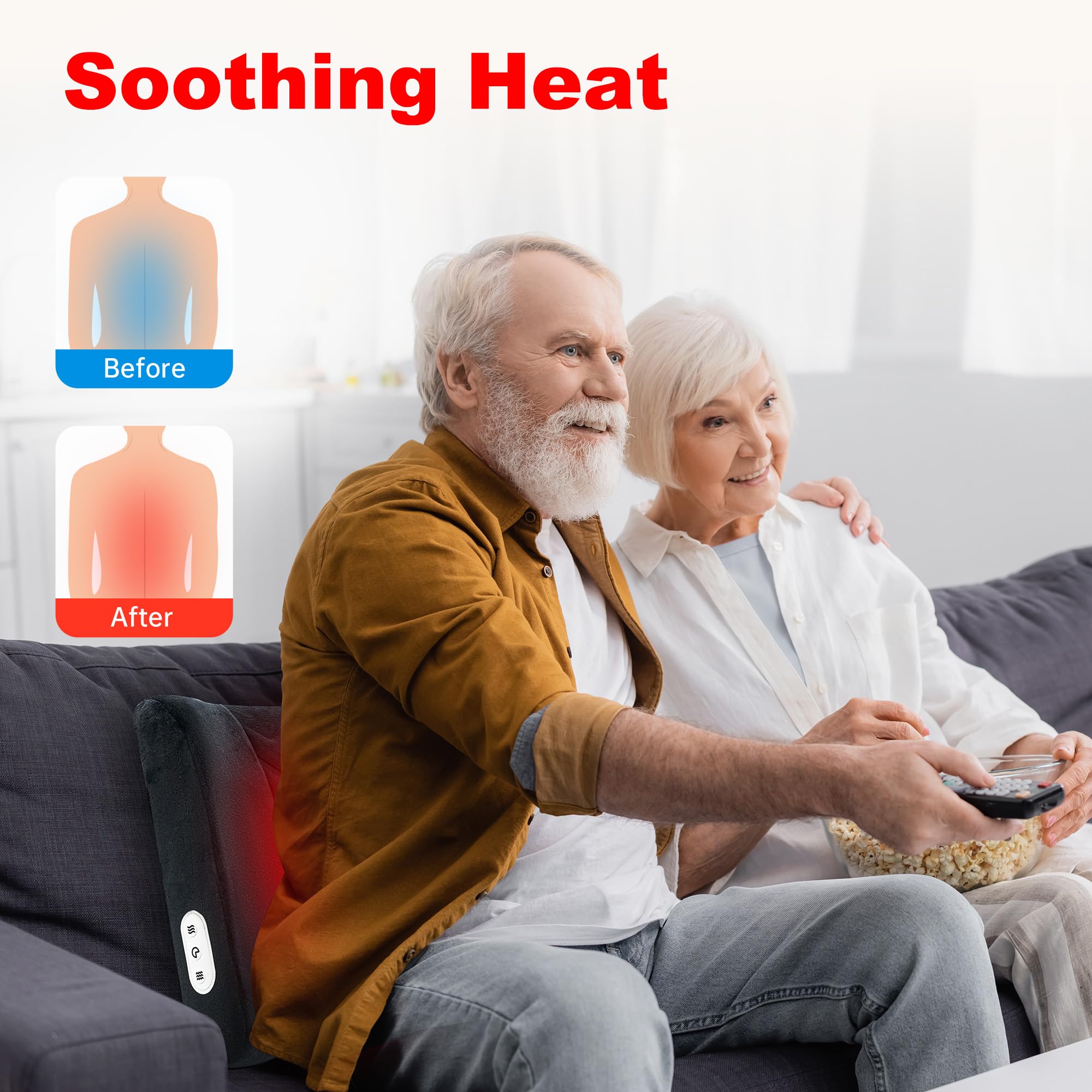 Heated Lumbar Support Pillow with Massage for Office Chair - Ergonomic Back Cushion for Desk, Sofa & Car - Perfect Gift for Men & Women (Home, Office & Travel Use)