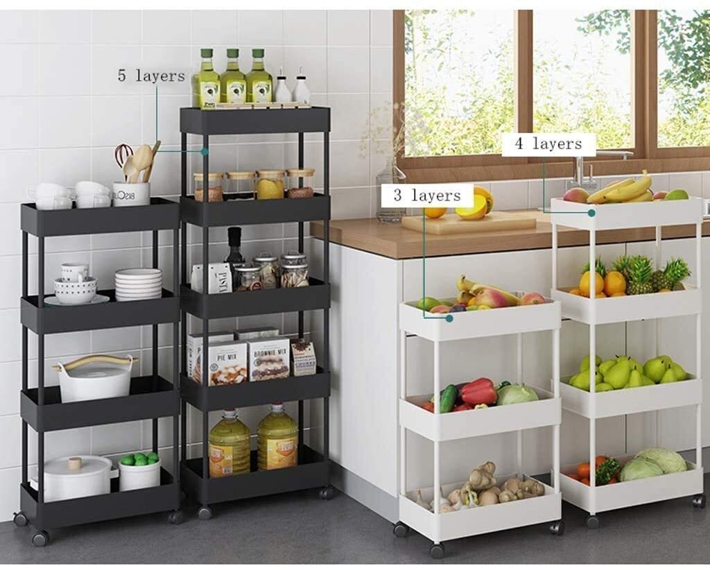 3-Tier White Kitchen Storage Rack for Fruits, Vegetables, Toys & Snacks - Heavy Duty Rolling Cart with Wheels for Pantry, Living Room & Playroom Organization