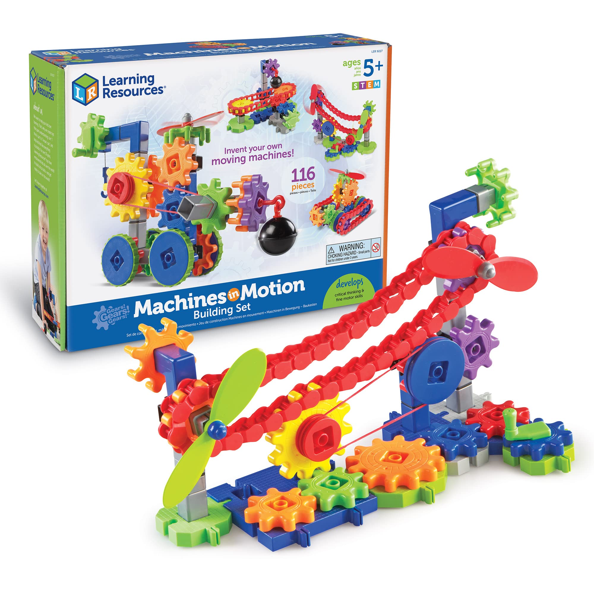 Learning Resources Gears! Gears! Gears! Machines in Motion STEM Building Set - 116 Piece Construction Toy for Kids Ages 5+ | Early Engineering Learning, Puzzle & Creative Play | Perfect for Classroom STEM Activities & Home Learning Fun