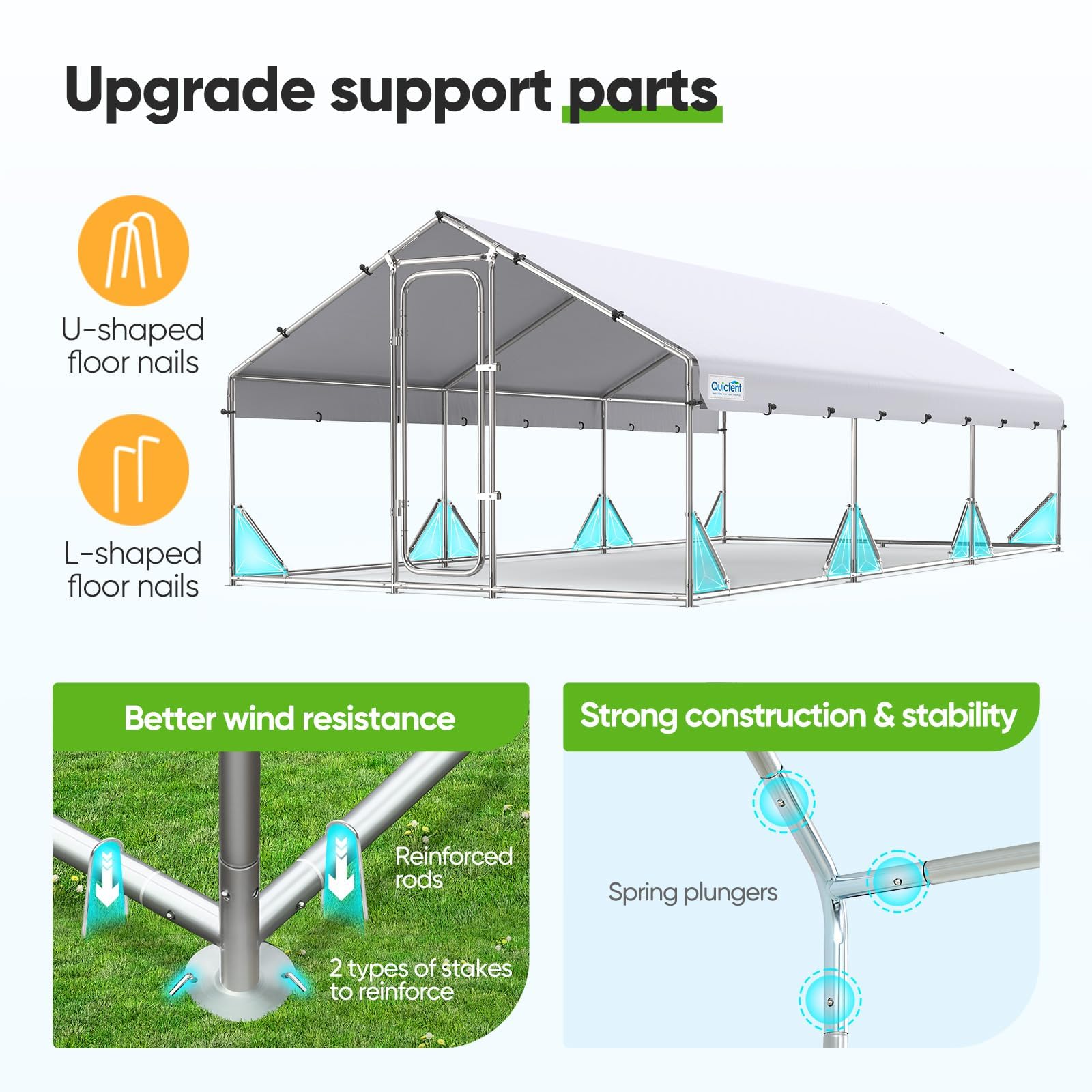 Quictent 18x9x6.6FT Large Walk-in Metal Chicken Coop with Galvanized Hardware Cloth & Waterproof Roof - Outdoor Poultry Cage for 30+ Chickens, Ducks, Hens - Perfect for Backyard Farms, Homesteads & Rural Yards - Durable Shelter for Egg Laying, Roosting & Free-Range Protection